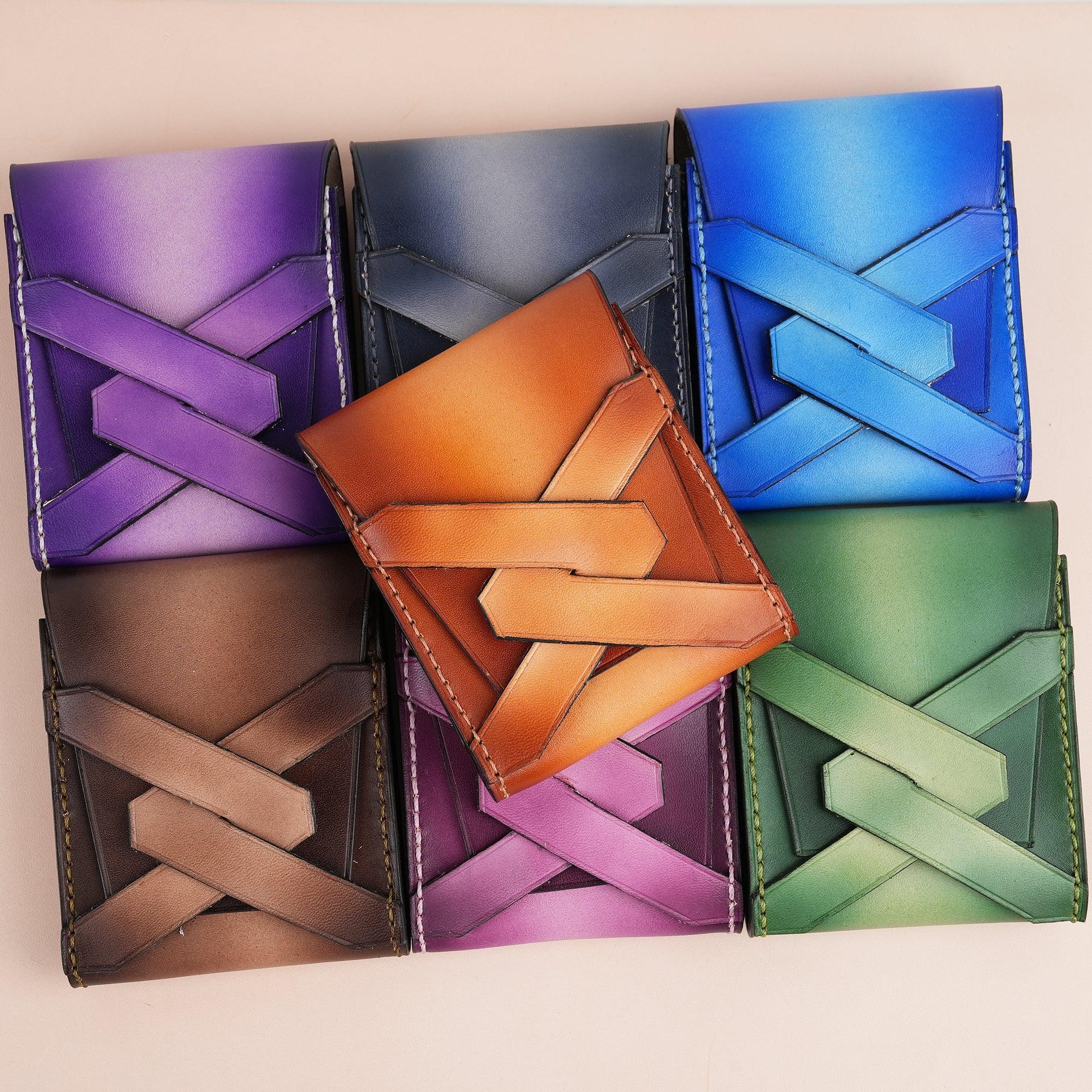 Leather Vertical Purse - Braided Parttern