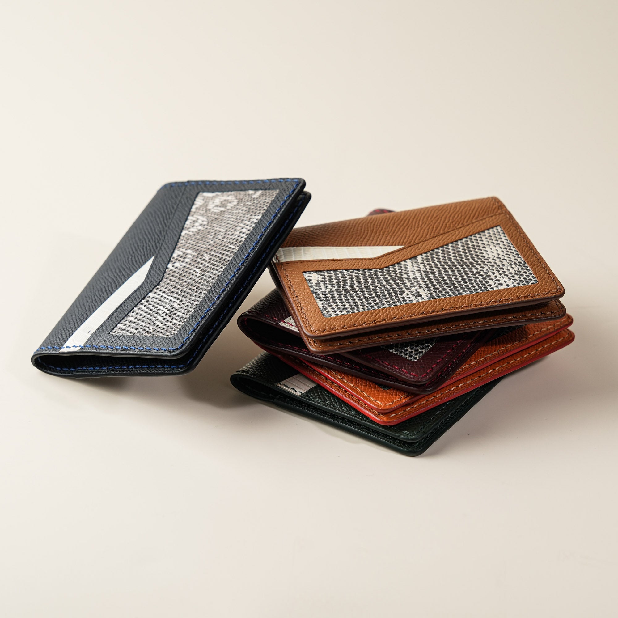 Epsom mix Lizard Leather Dualfold Wallet - Natural Pattern