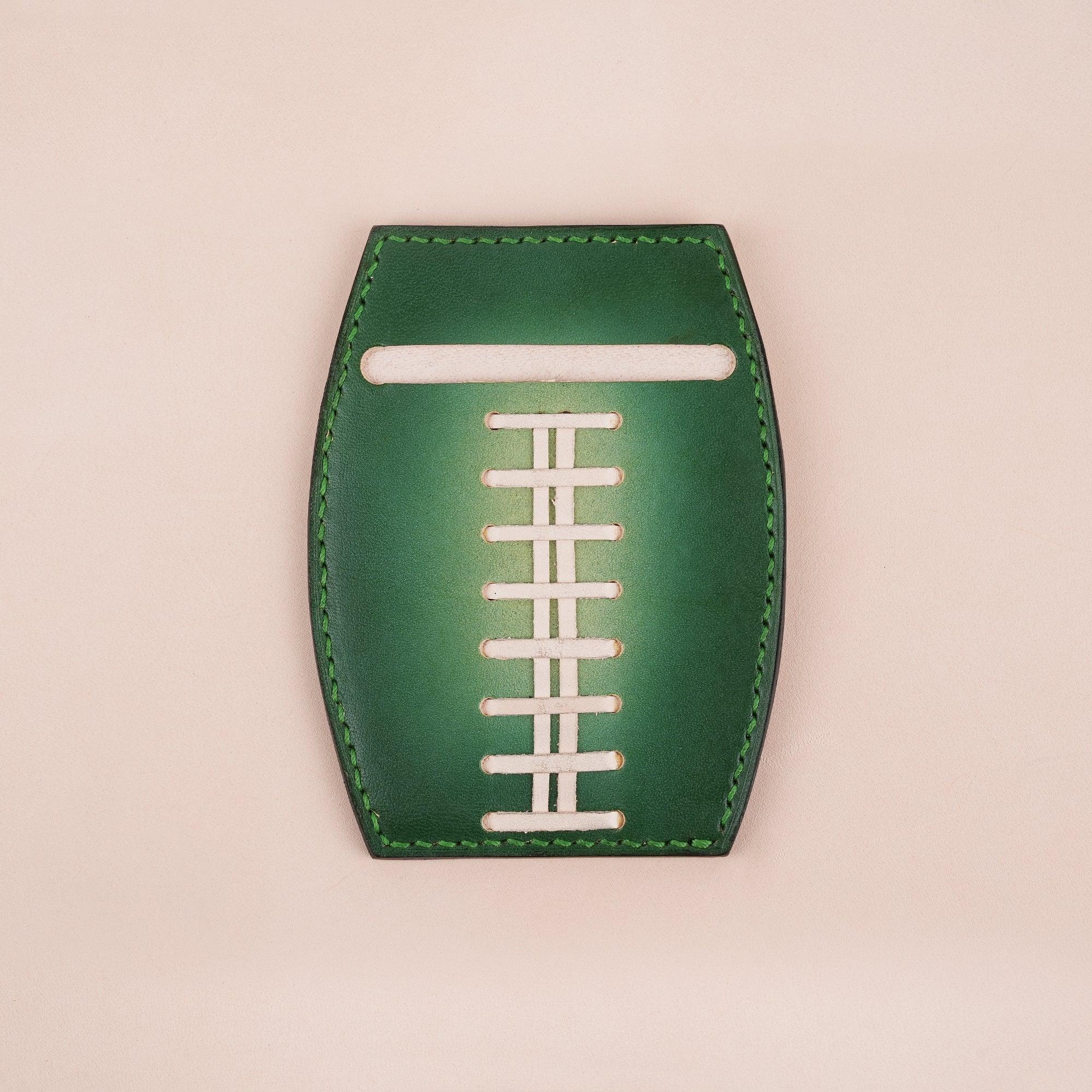 Minimalist Green Leather Card Holder