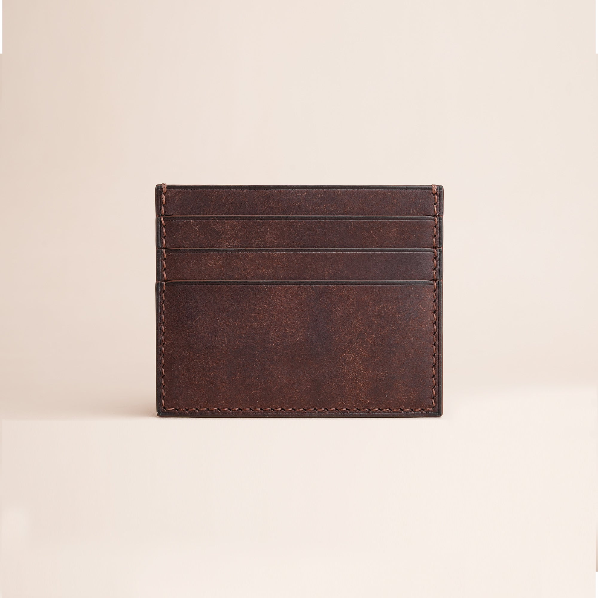 Beige Alligator mix Brown Pueblo Leather Card Holder