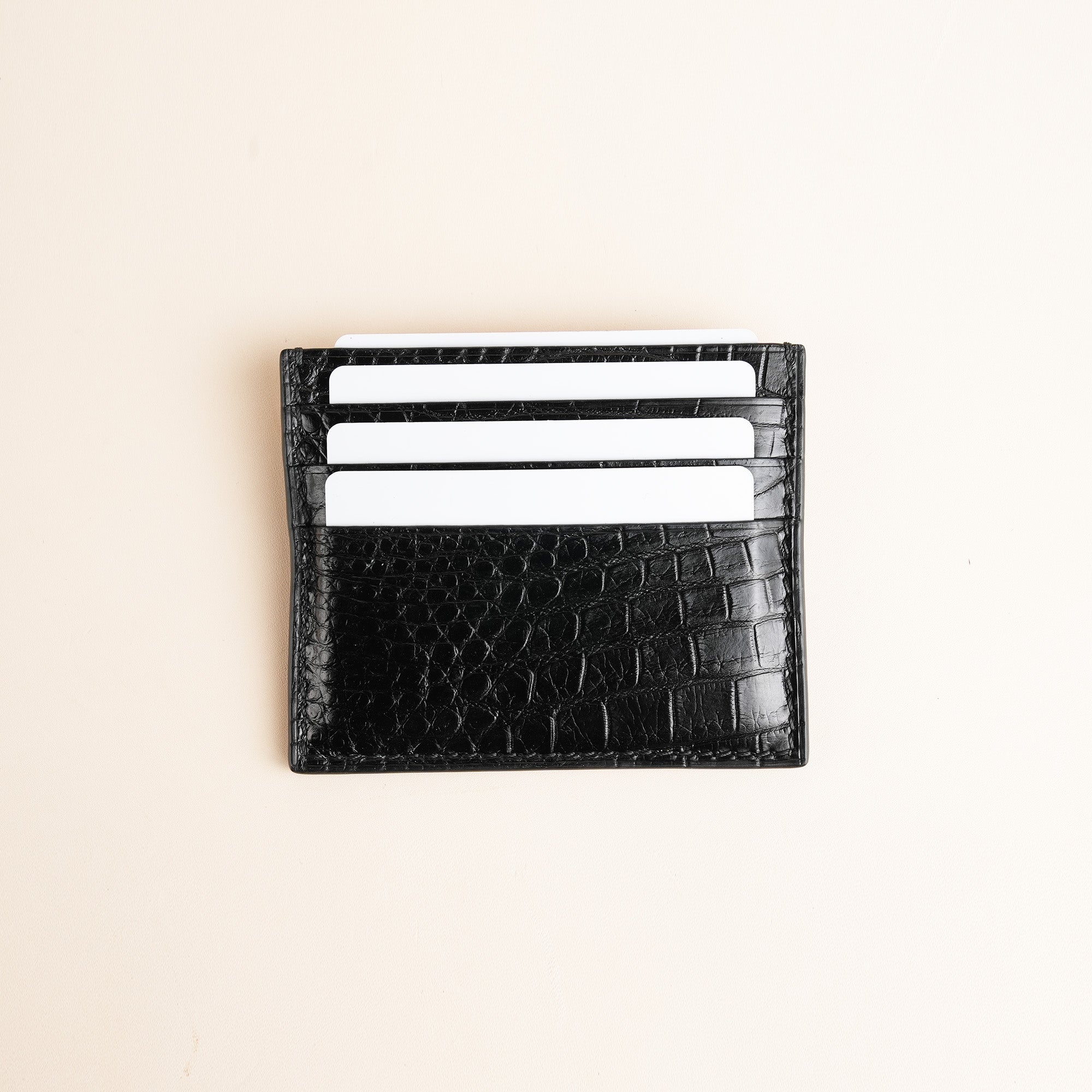 Black Alligator Leather Card Holder - Full Alligator Edition