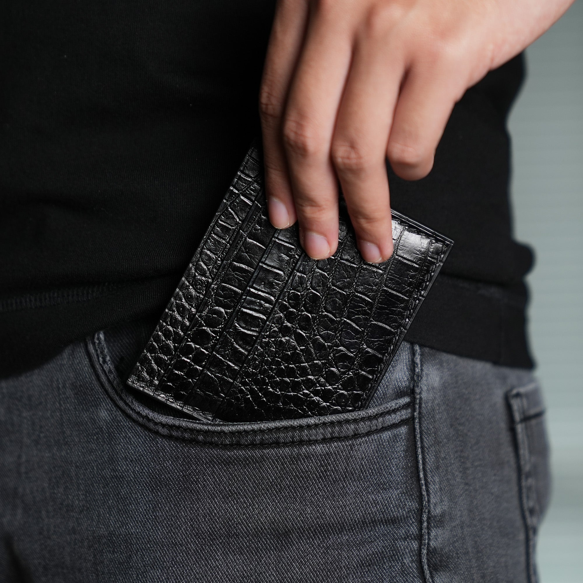 Black Alligator Leather Card Holder - Full Alligator Edition
