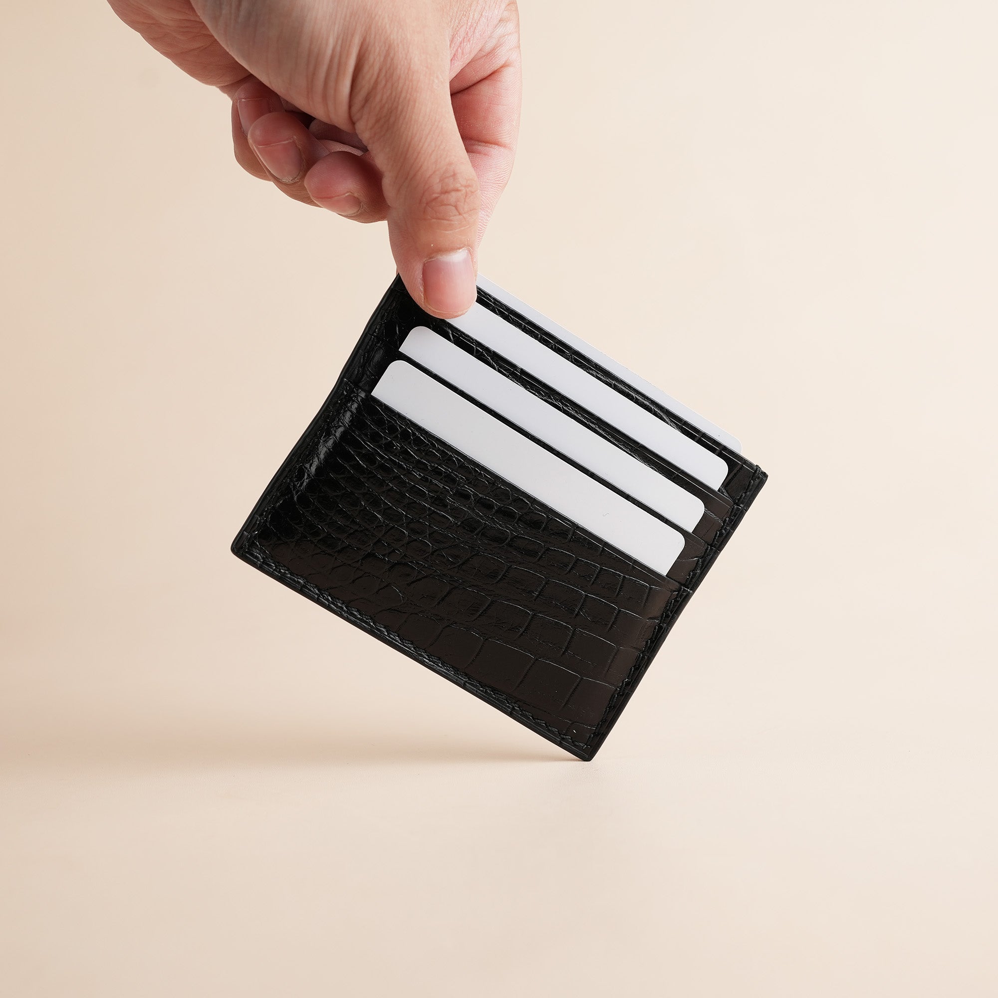 Black Alligator Leather Card Holder - Full Alligator Edition