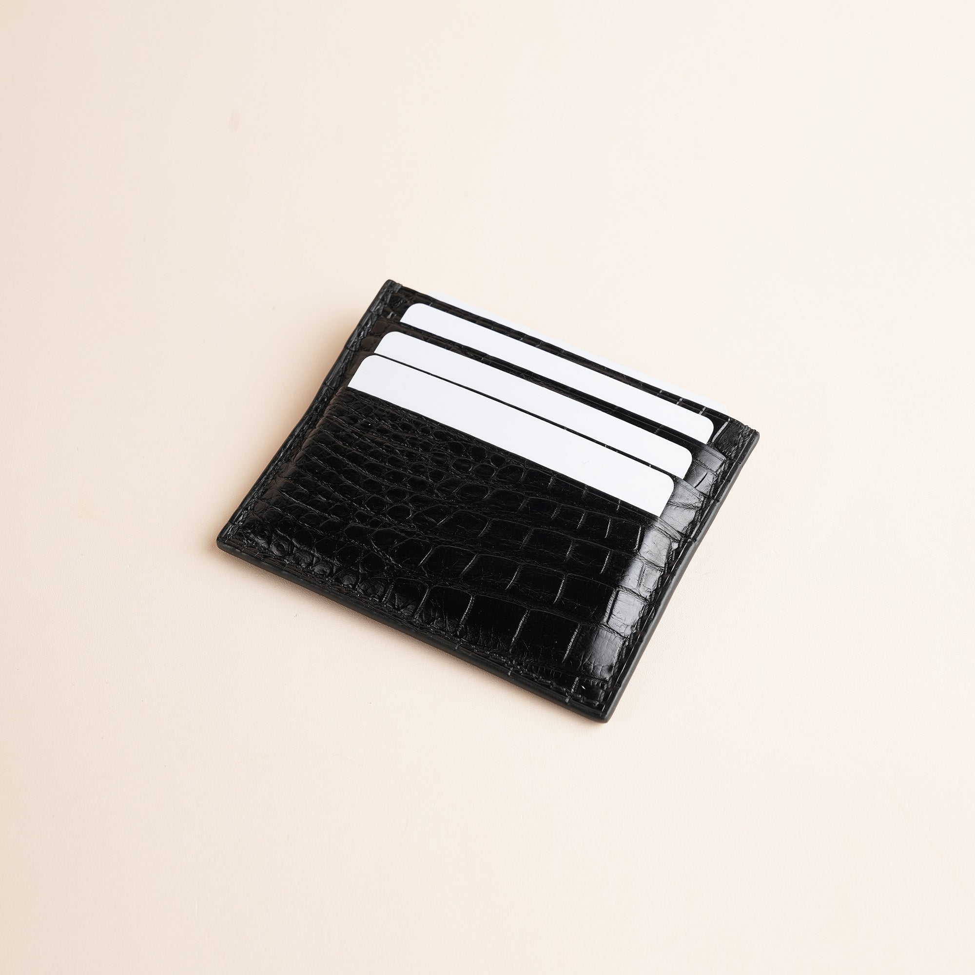 Black Alligator Leather Card Holder - Full Alligator Edition