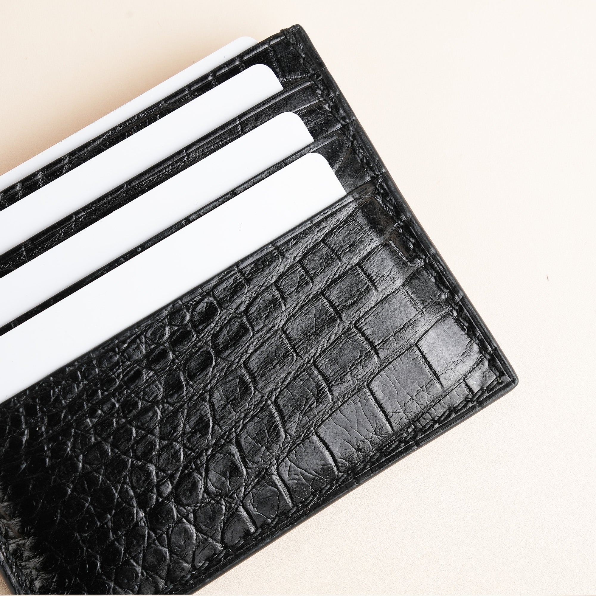 Black Alligator Leather Card Holder - Full Alligator Edition