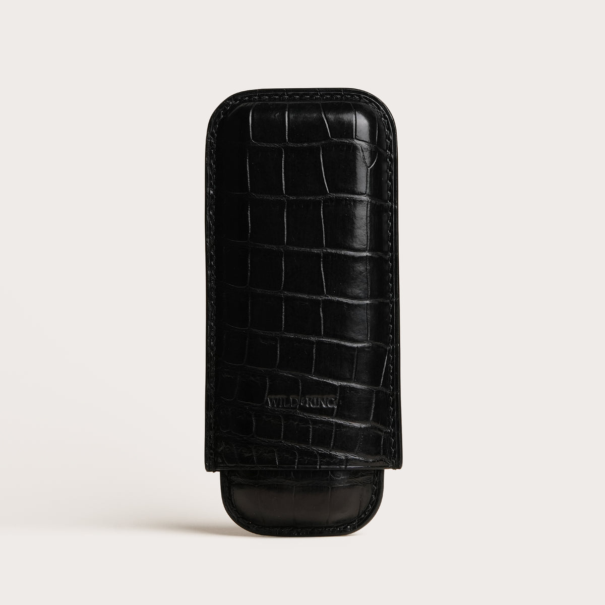 Black Crocodile Leather Cigar Case