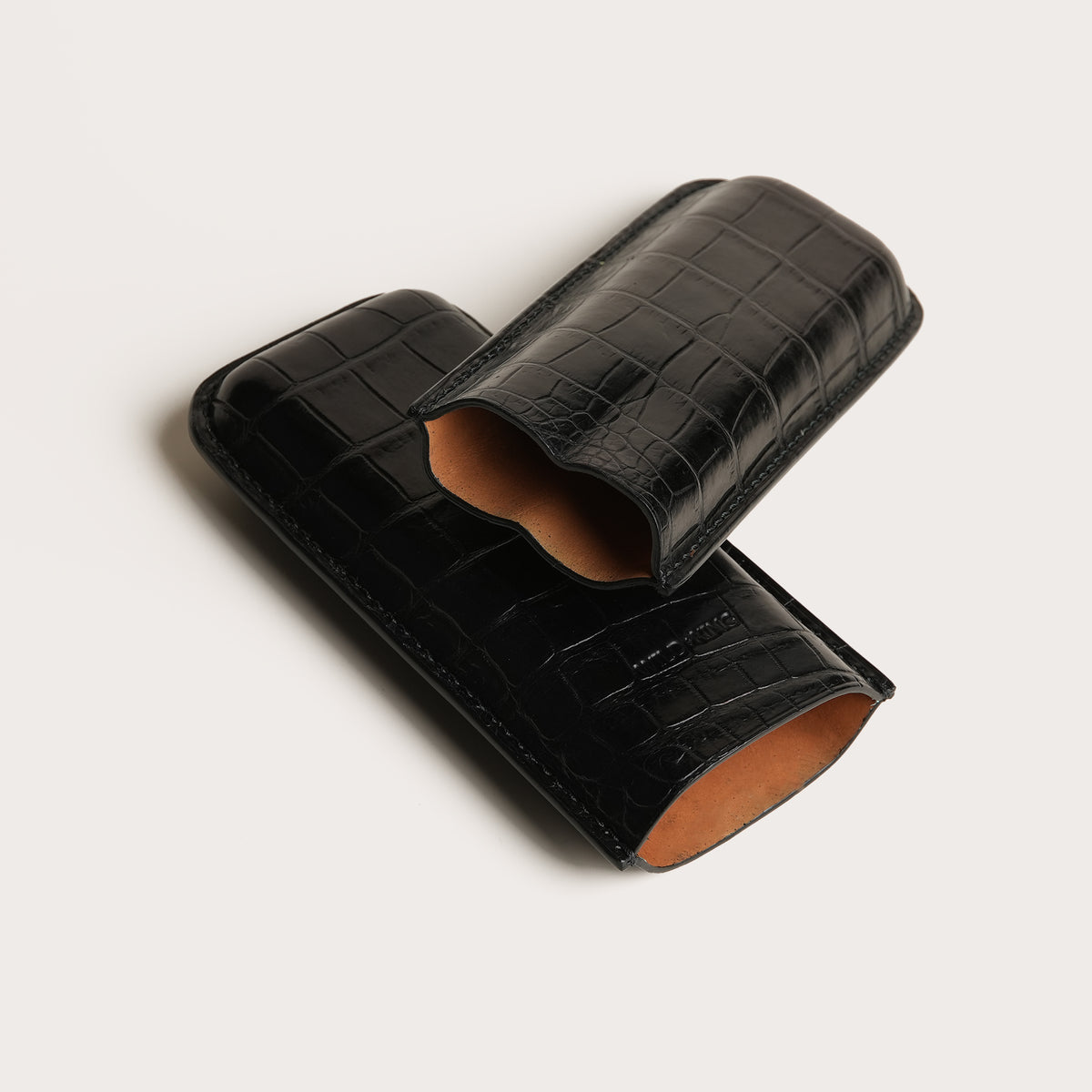 Black Crocodile Leather Cigar Case