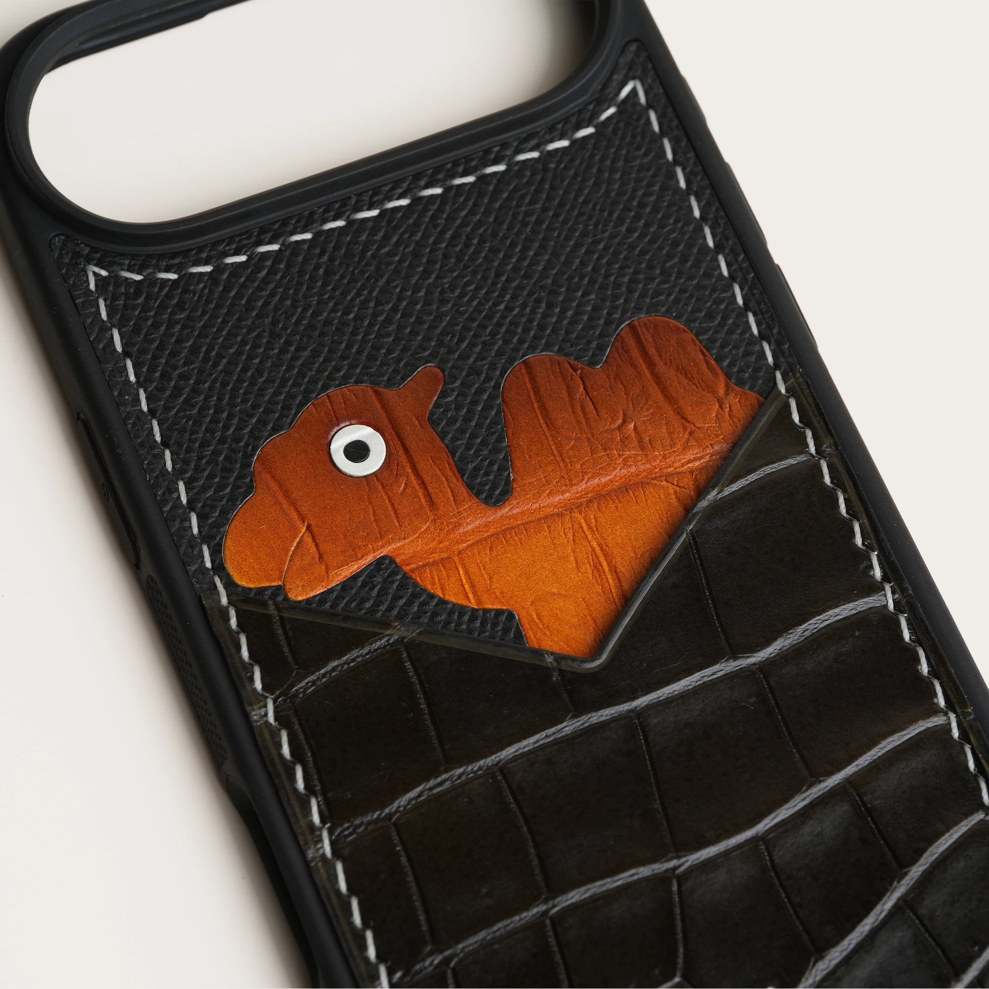 Black Crocodile Leather Iphone Case with Card Holder - Stupid Camelo