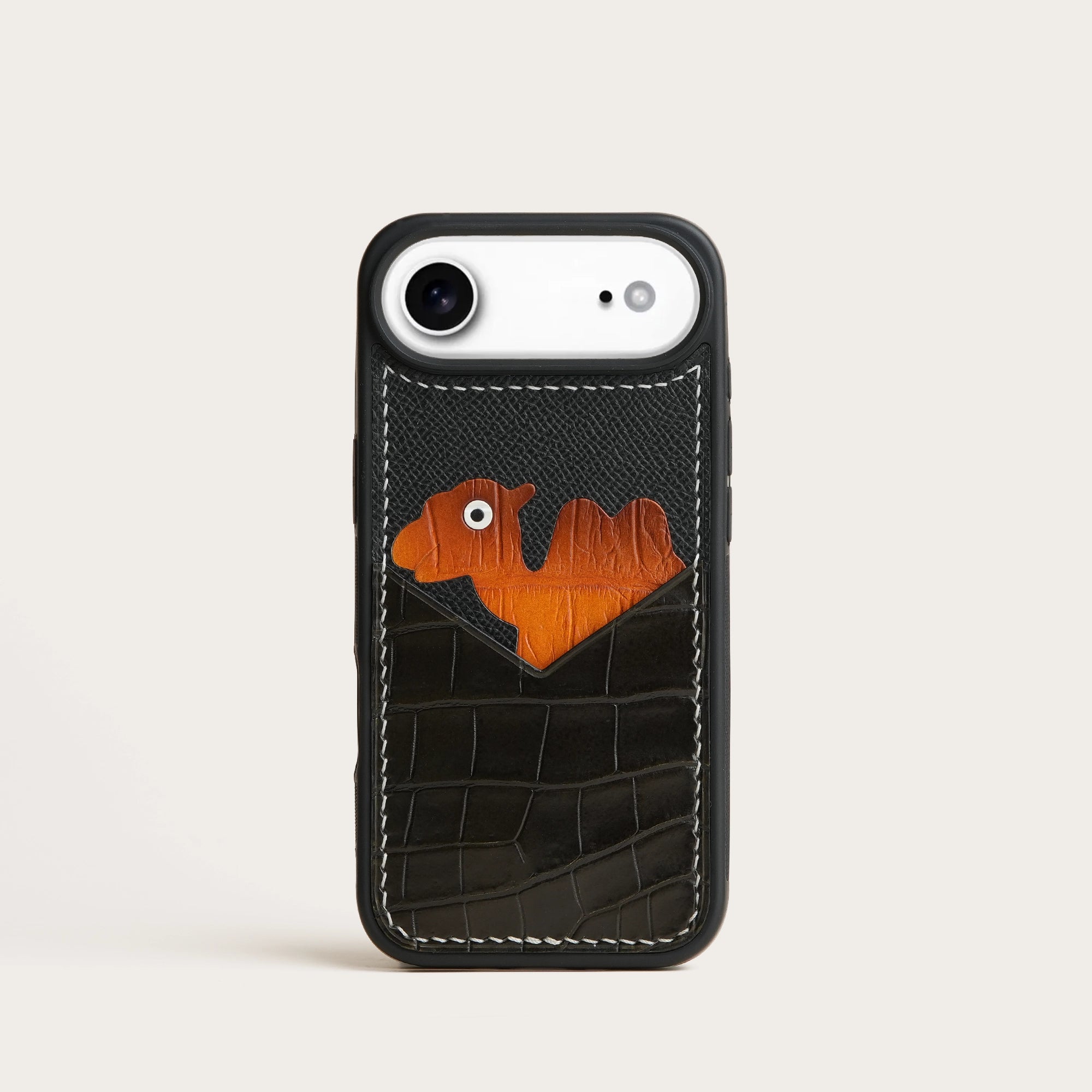 Black Crocodile Leather Iphone Case with Card Holder - Stupid Camelo