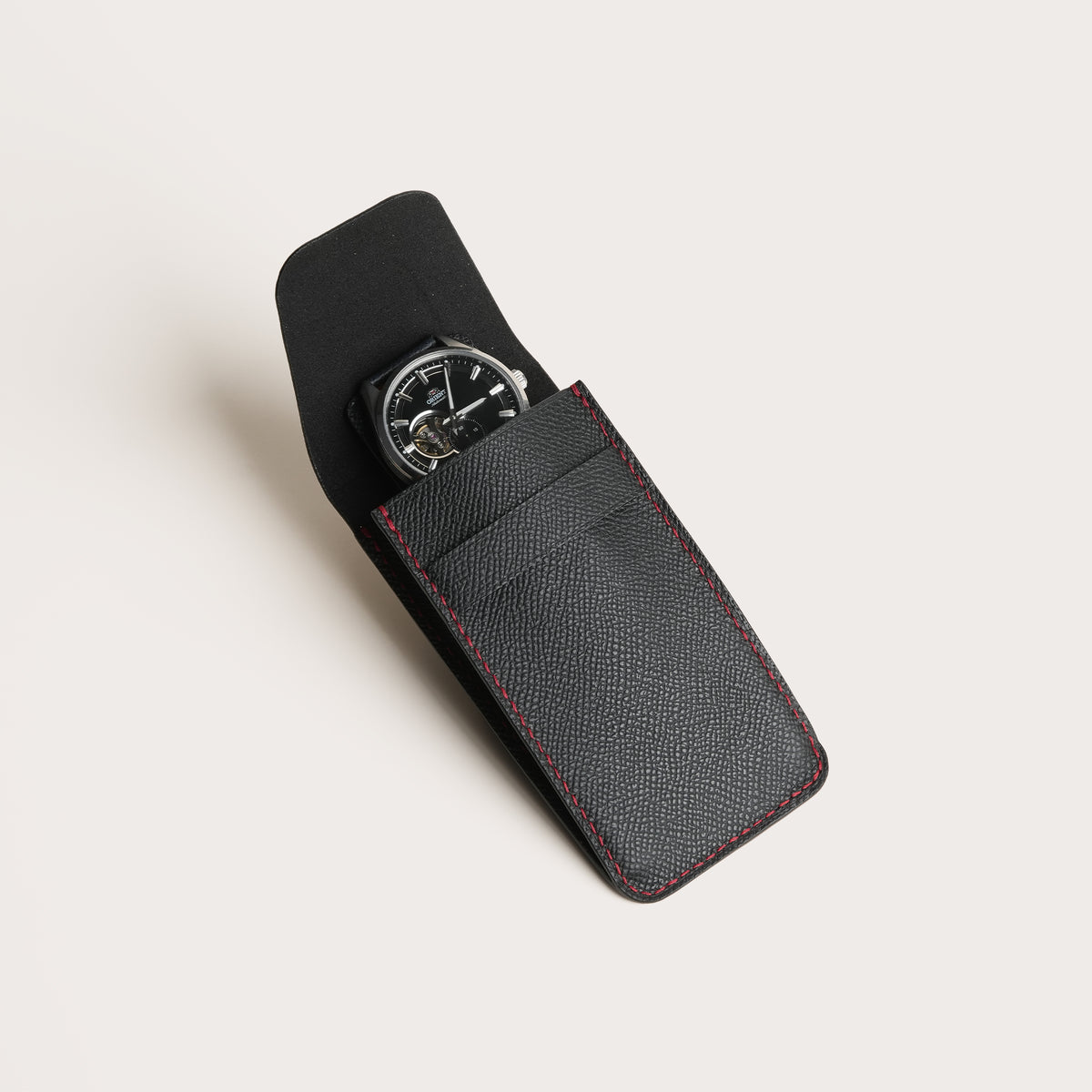 Black Epsom Leather Watch Pouch