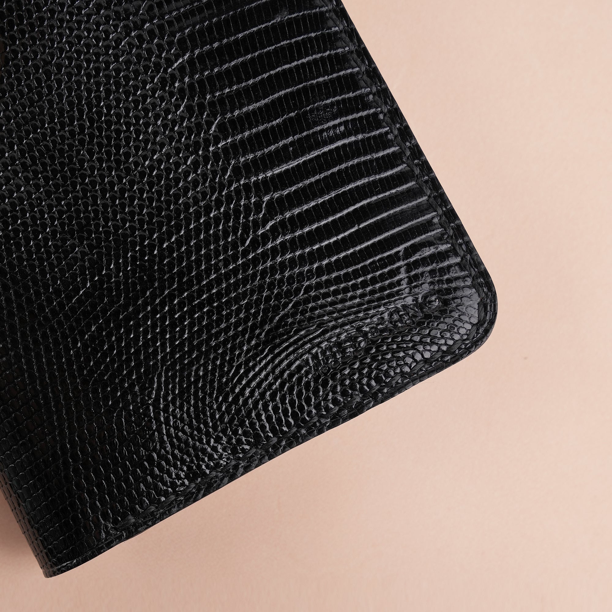 Black Lizard mix Alligator Leather Bifold Wallet - Fox Design