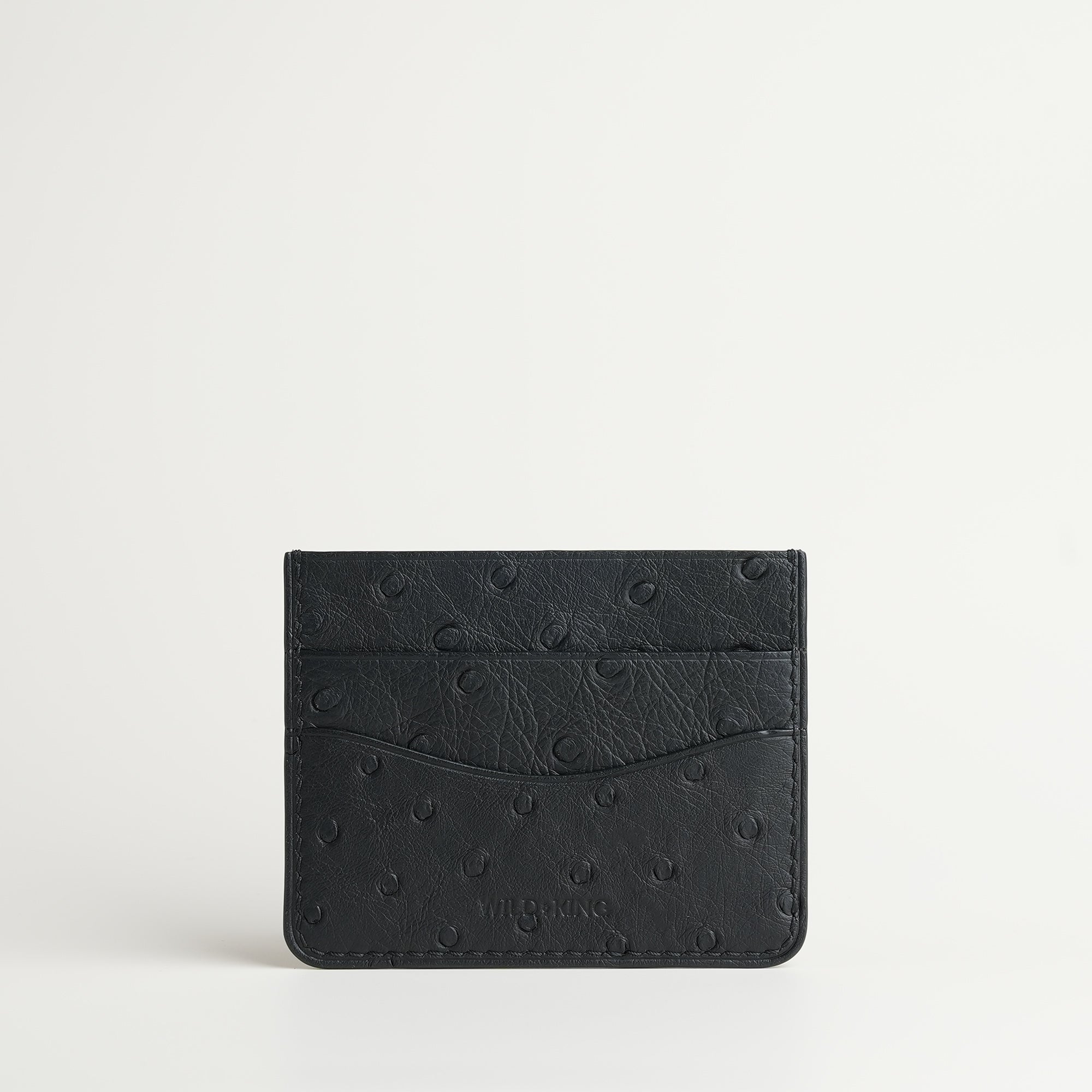 Black Ostrich Leather Card Holder
