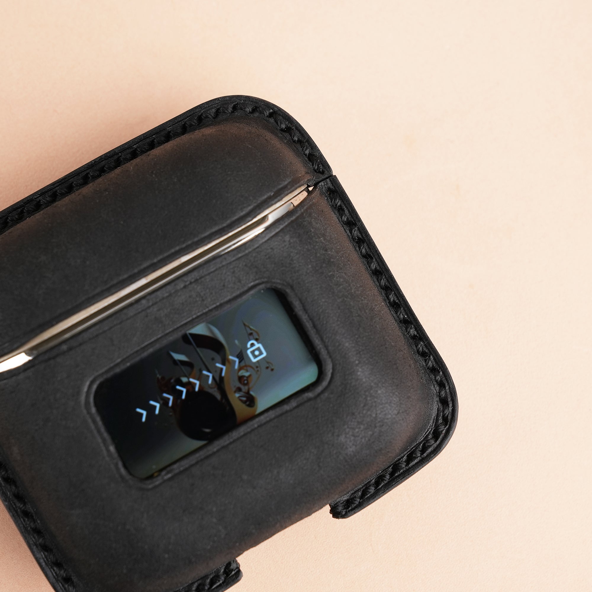 Black Pueblo Leather Earbuds Case