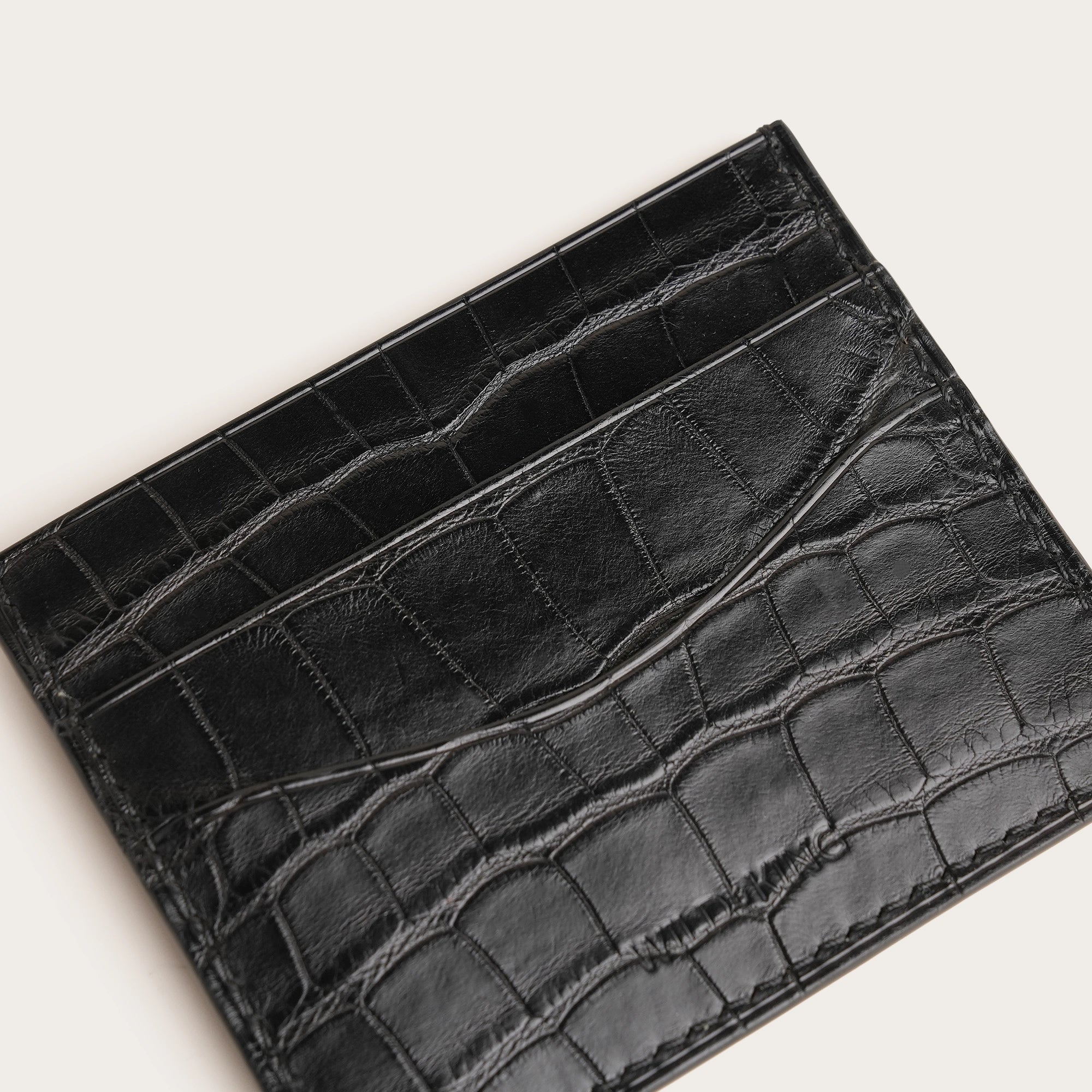 Black Alligator Leather Money Card Clip