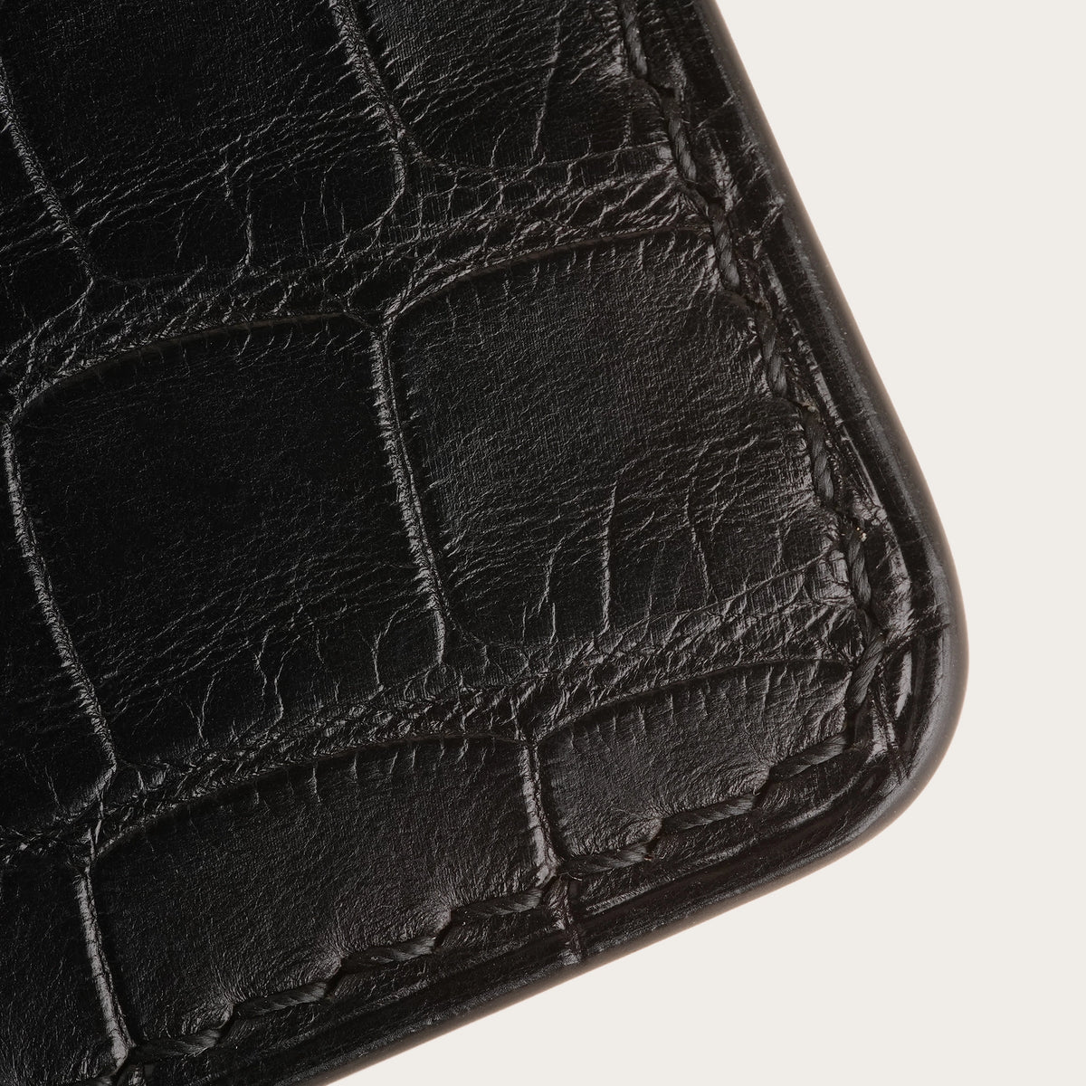 Black Alligator Leather Money Card Clip