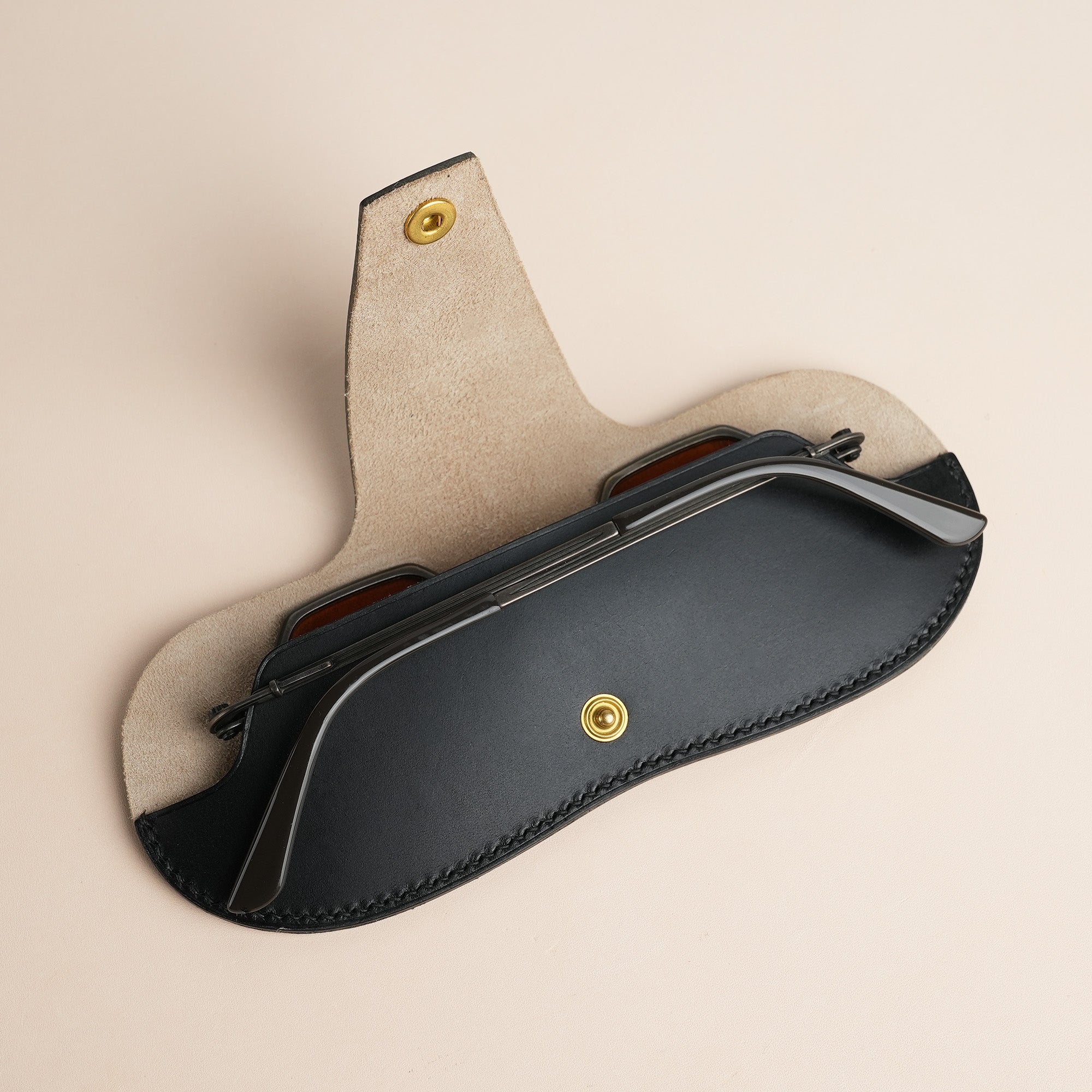 Black Buttero Leather Glasses Case