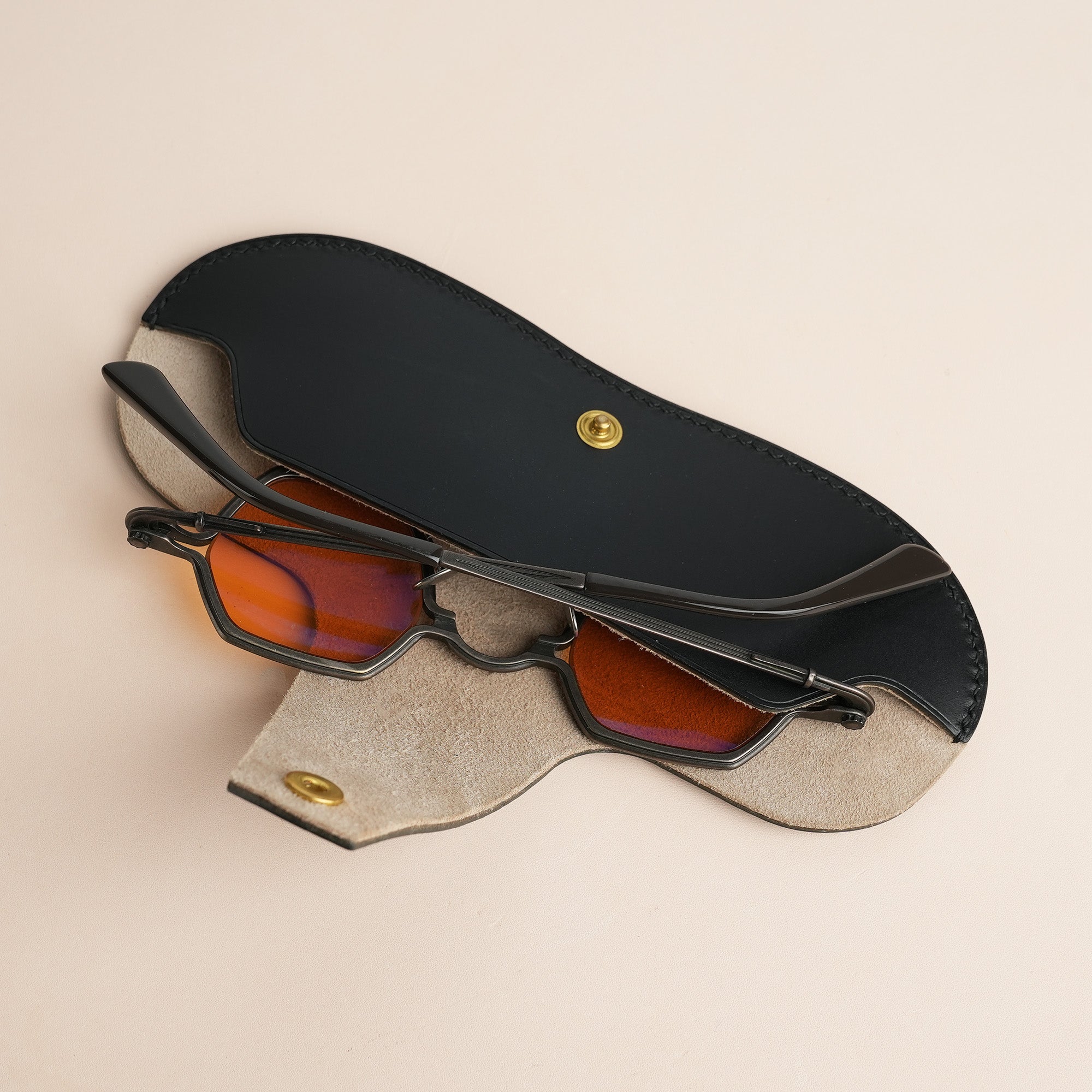 Black Buttero Leather Glasses Case