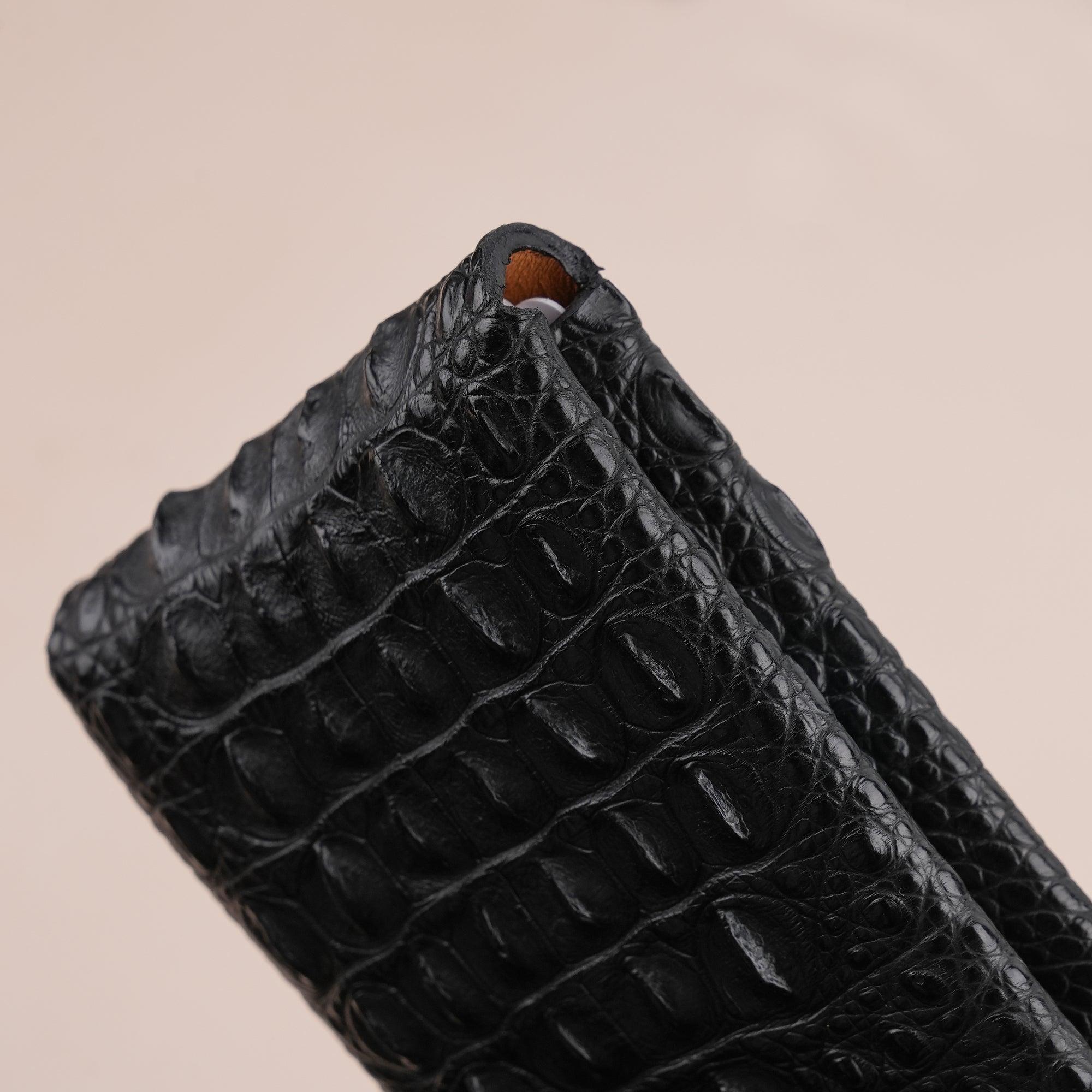 Black Double Hornback Alligator Bifold Card Holder Wallet - WildandKing