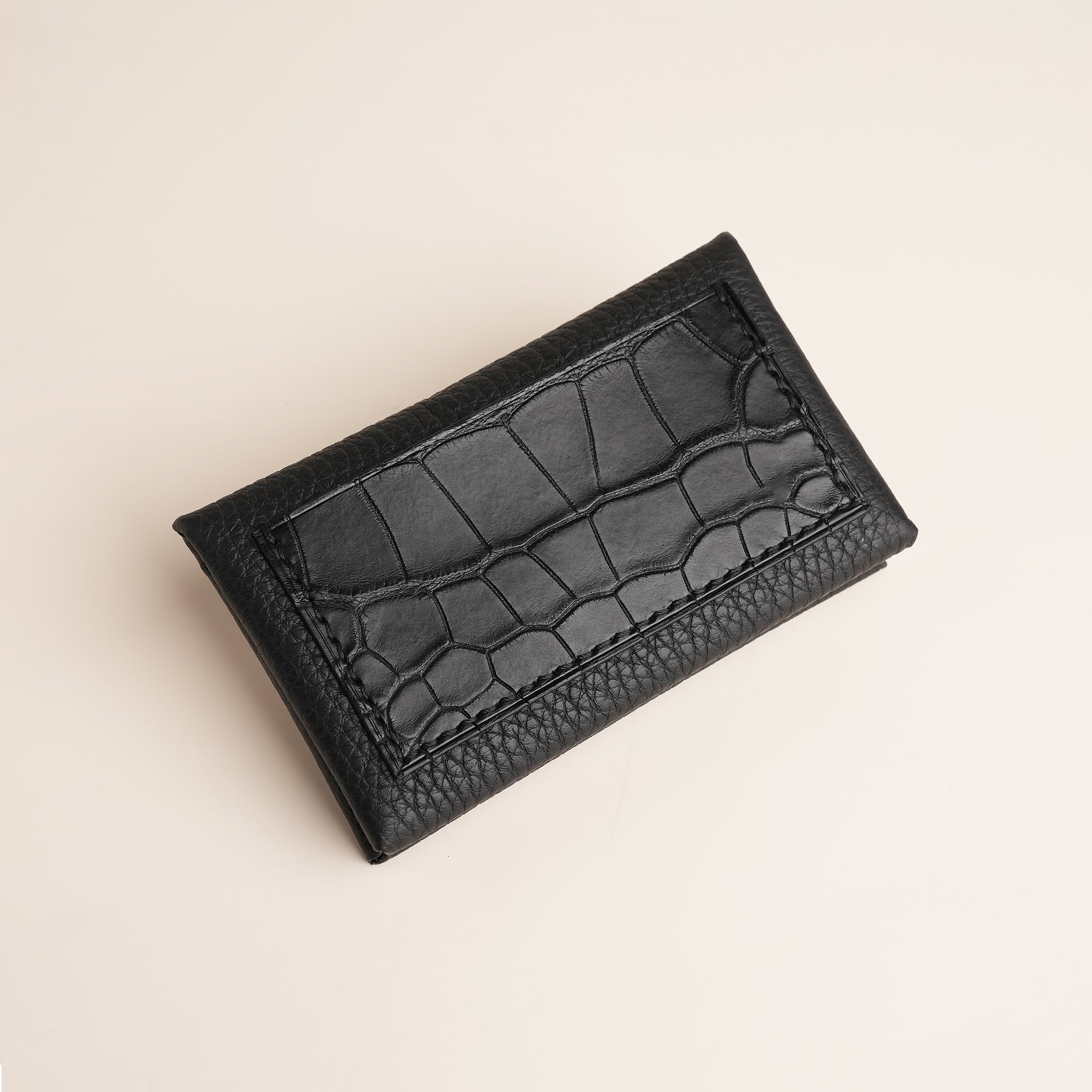 Black Togo Leather Envelope Wallet
