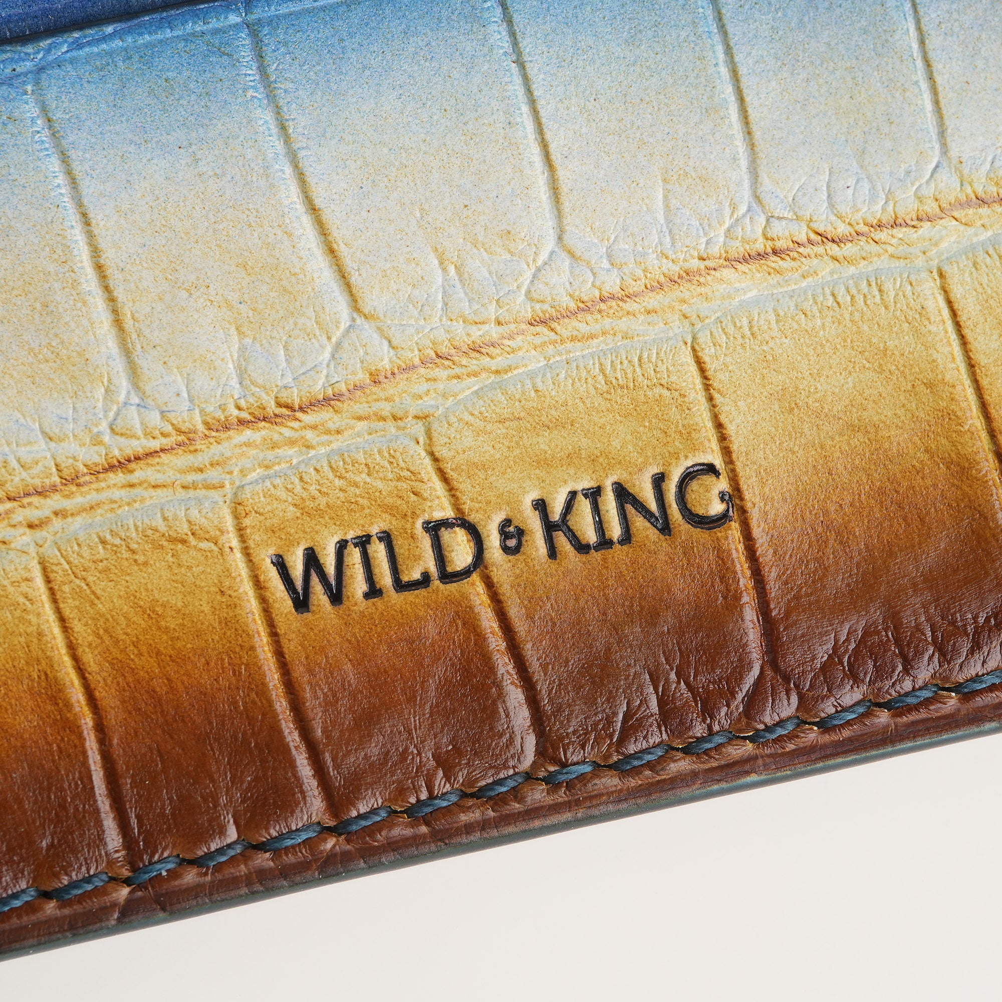Blue Alligator Leather Card Holder - Dusk Patina