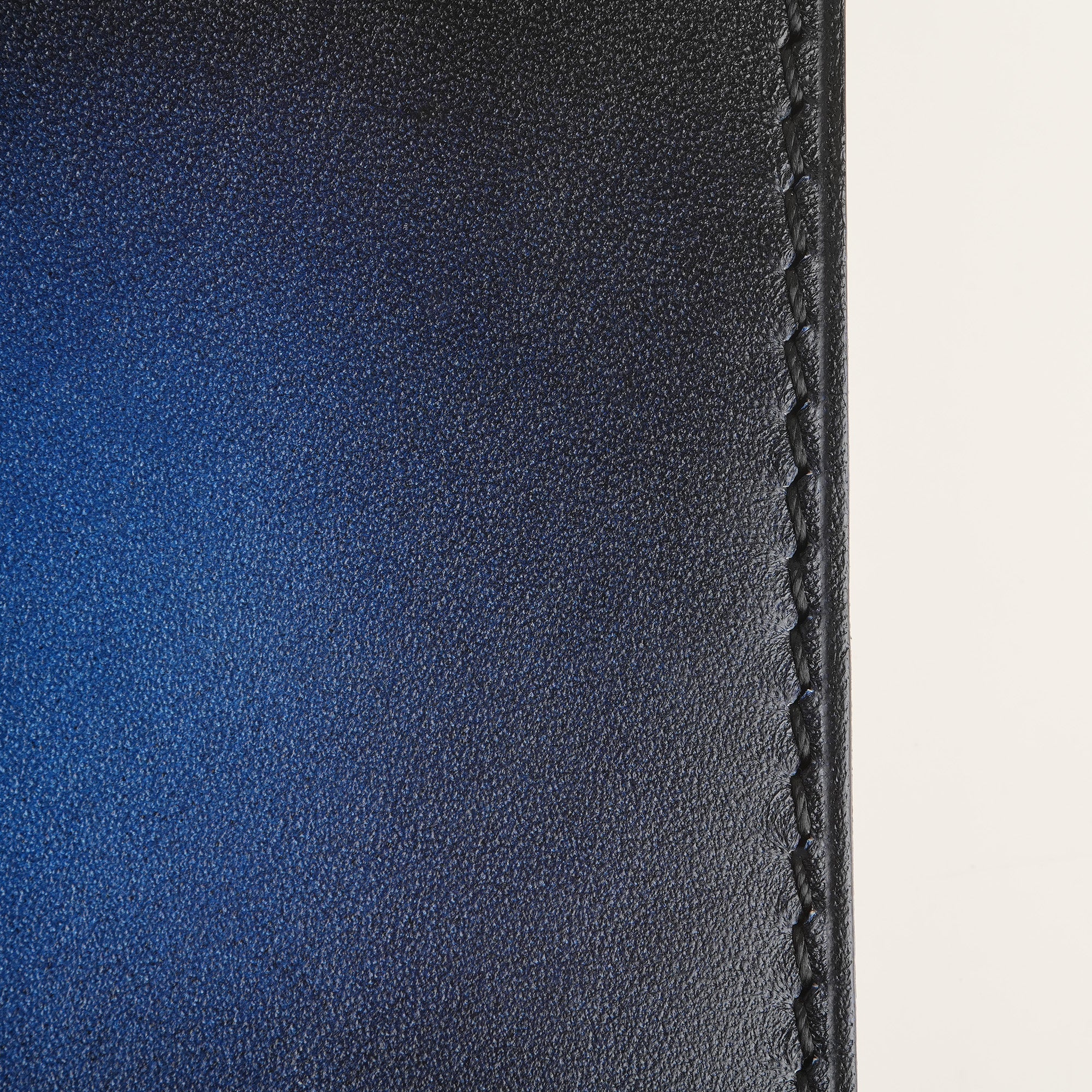 Blue Leather Wing Bifold Wallet - Fox Design - Patina Finish