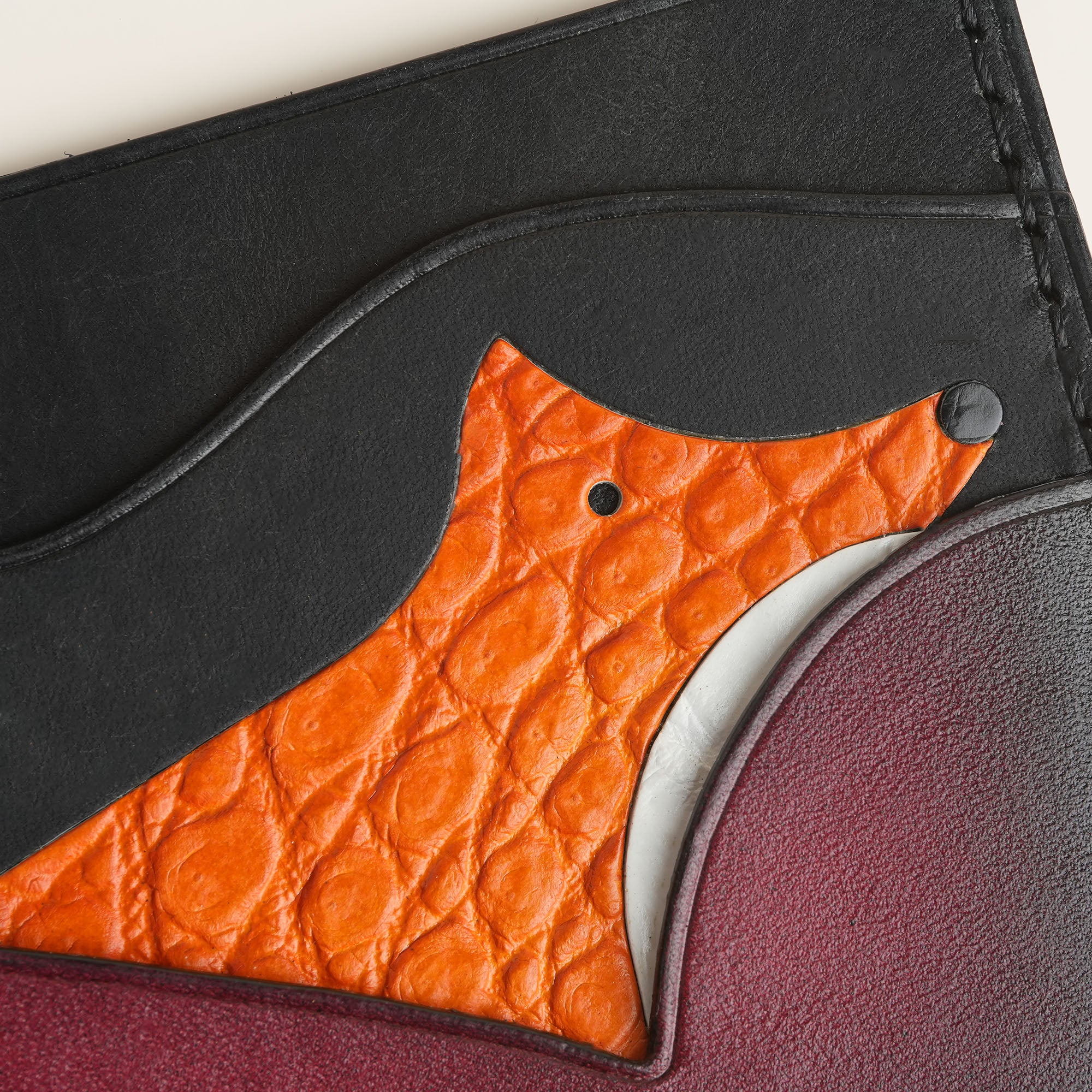 Bordeaux Leather Wing Bifold Wallet - Fox Design - Patina Finish