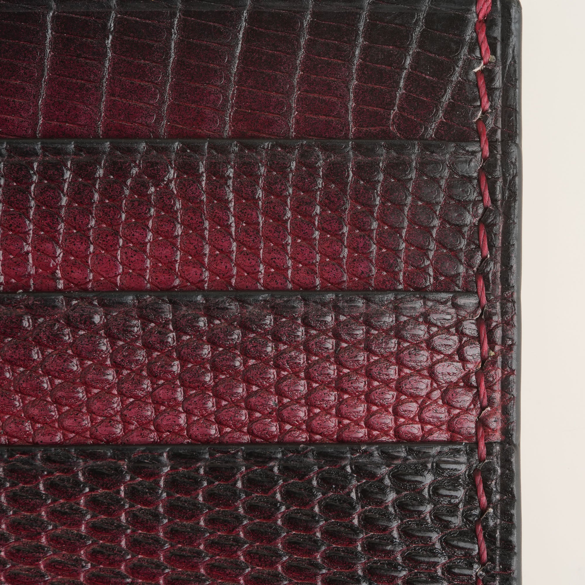 Bordeaux Lizard Leather Card Holder - Patina Finish