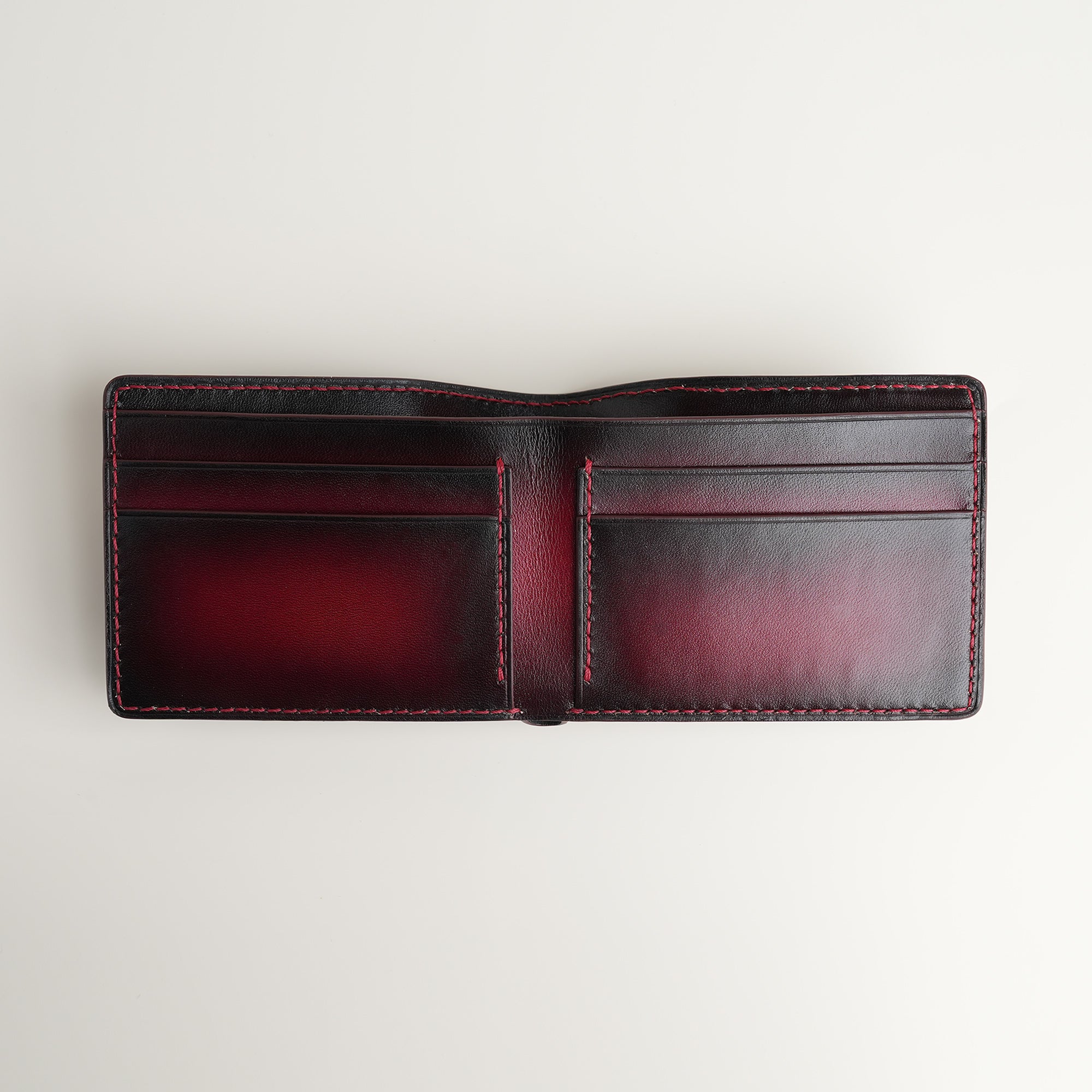 Bordeaux Leather Wing Bifold Wallet - Patina Finish