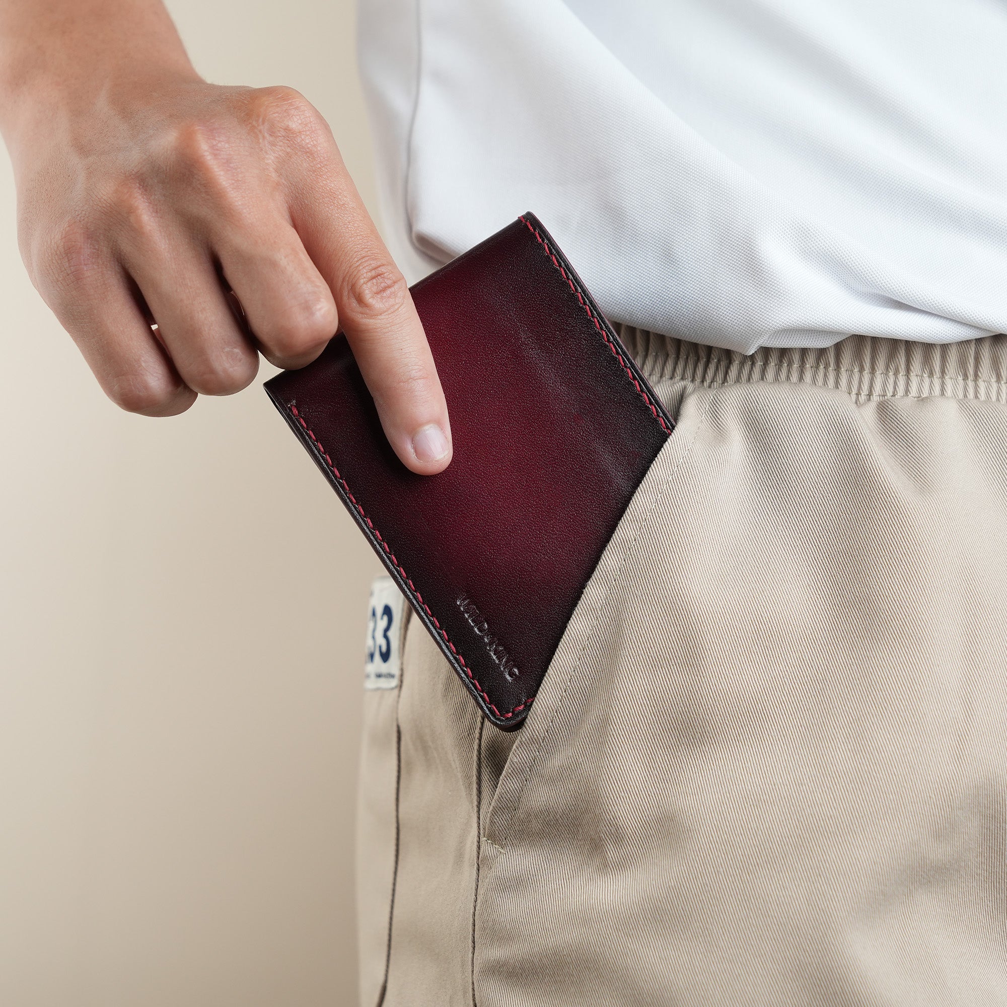 Bordeaux Leather Wing Bifold Wallet - Patina Finish