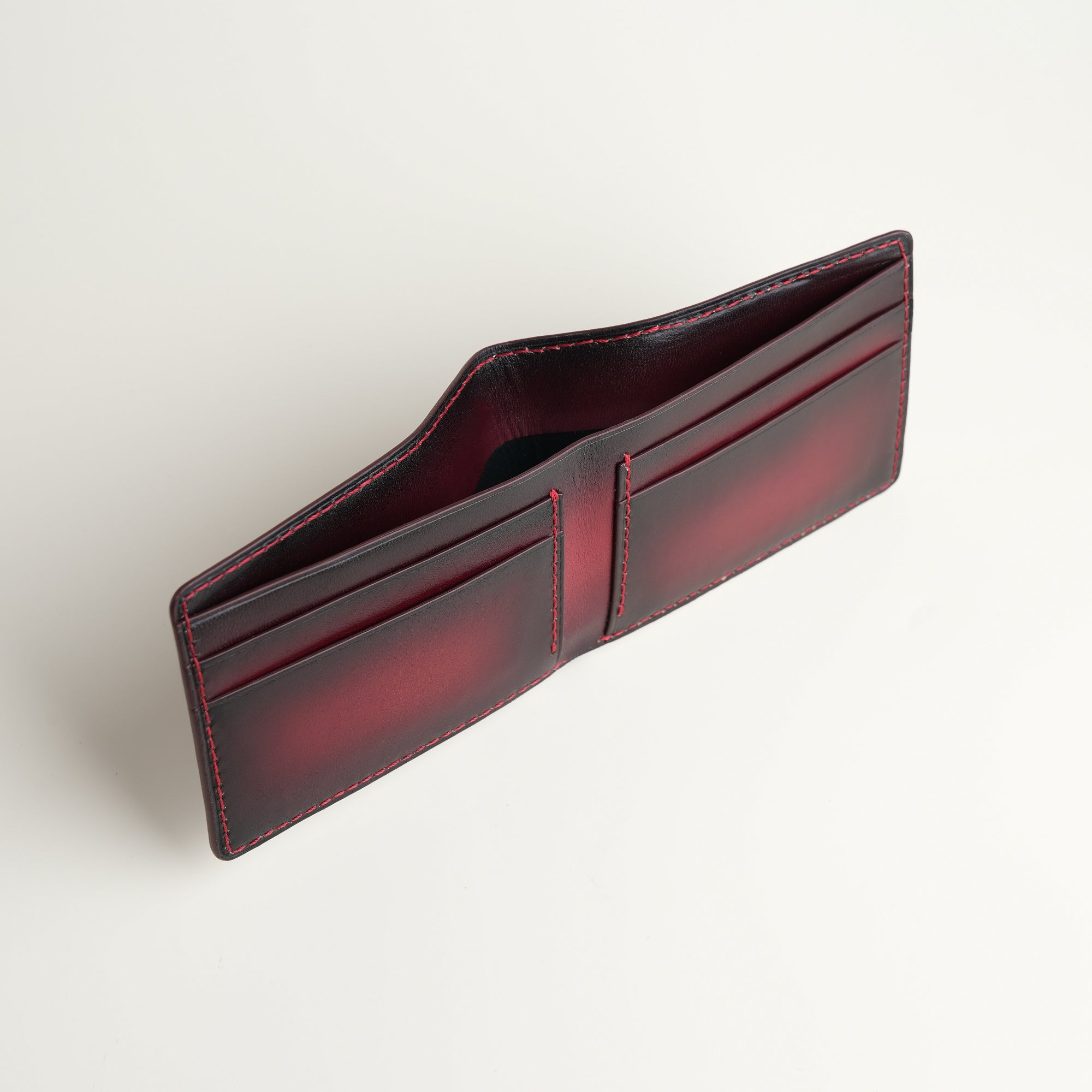 Bordeaux Leather Wing Bifold Wallet - Patina Finish