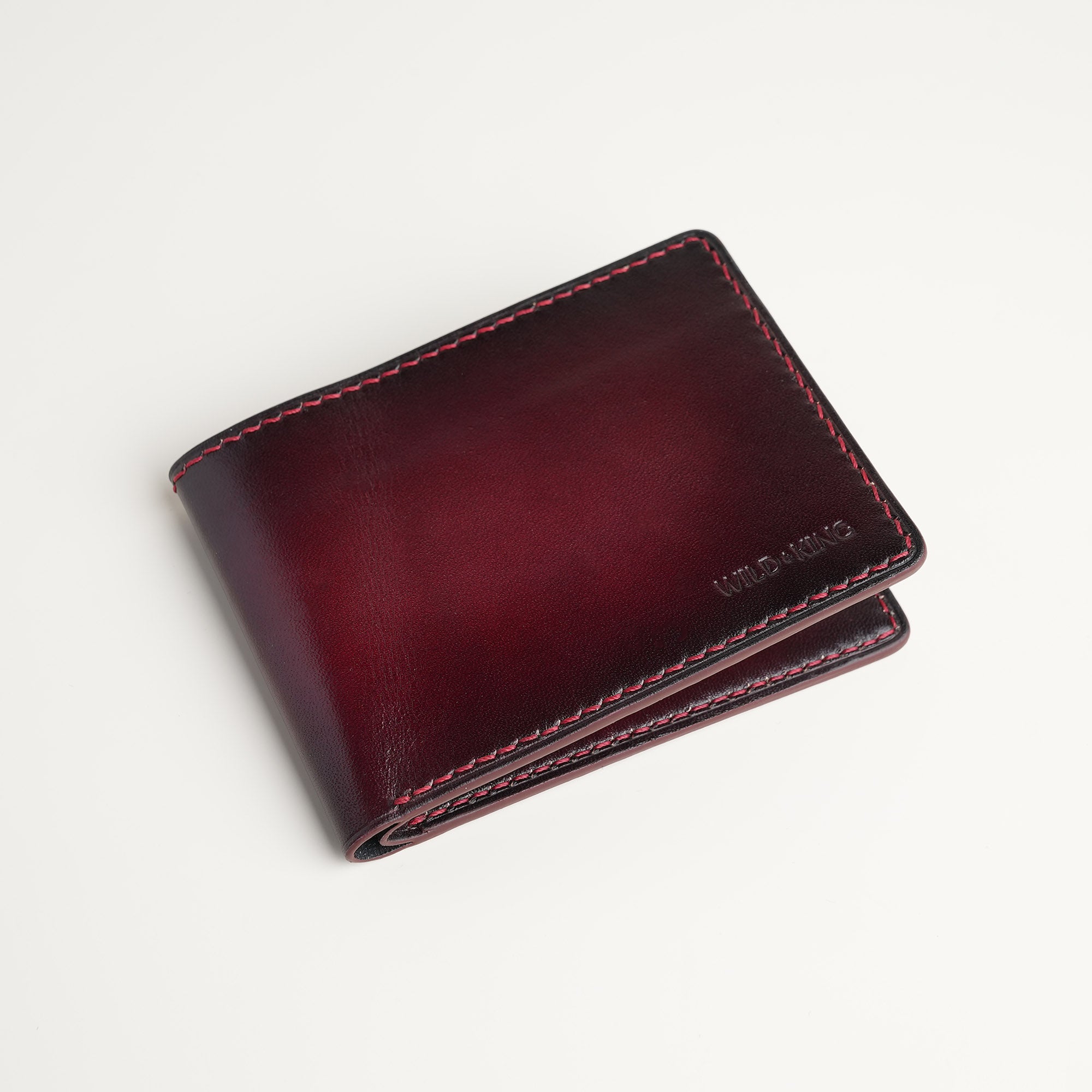 Bordeaux Leather Wing Bifold Wallet - Patina Finish