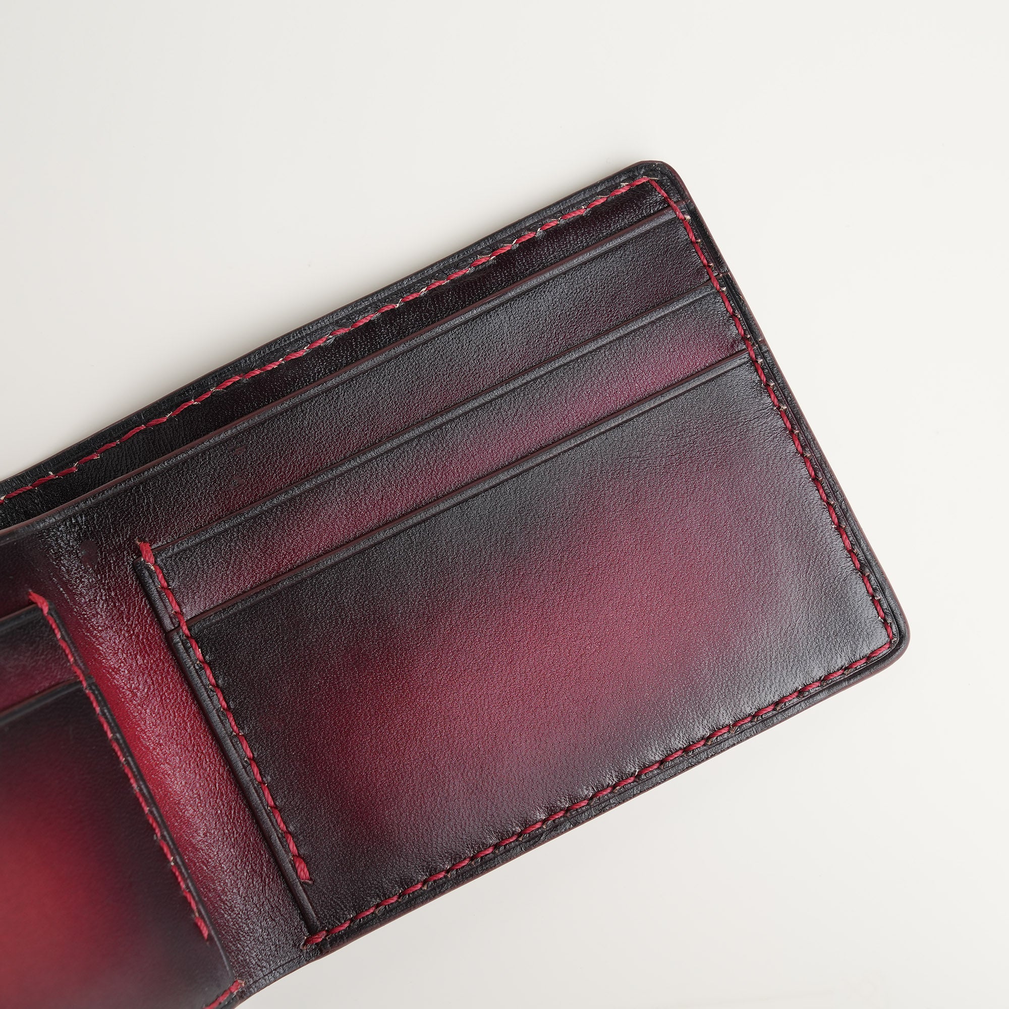 Bordeaux Leather Wing Bifold Wallet - Patina Finish