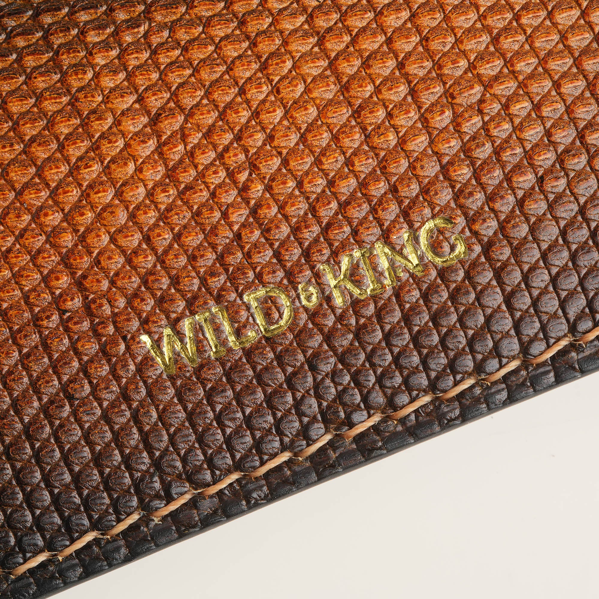 Brown Lizard Leather Card Holder - Patina Finish