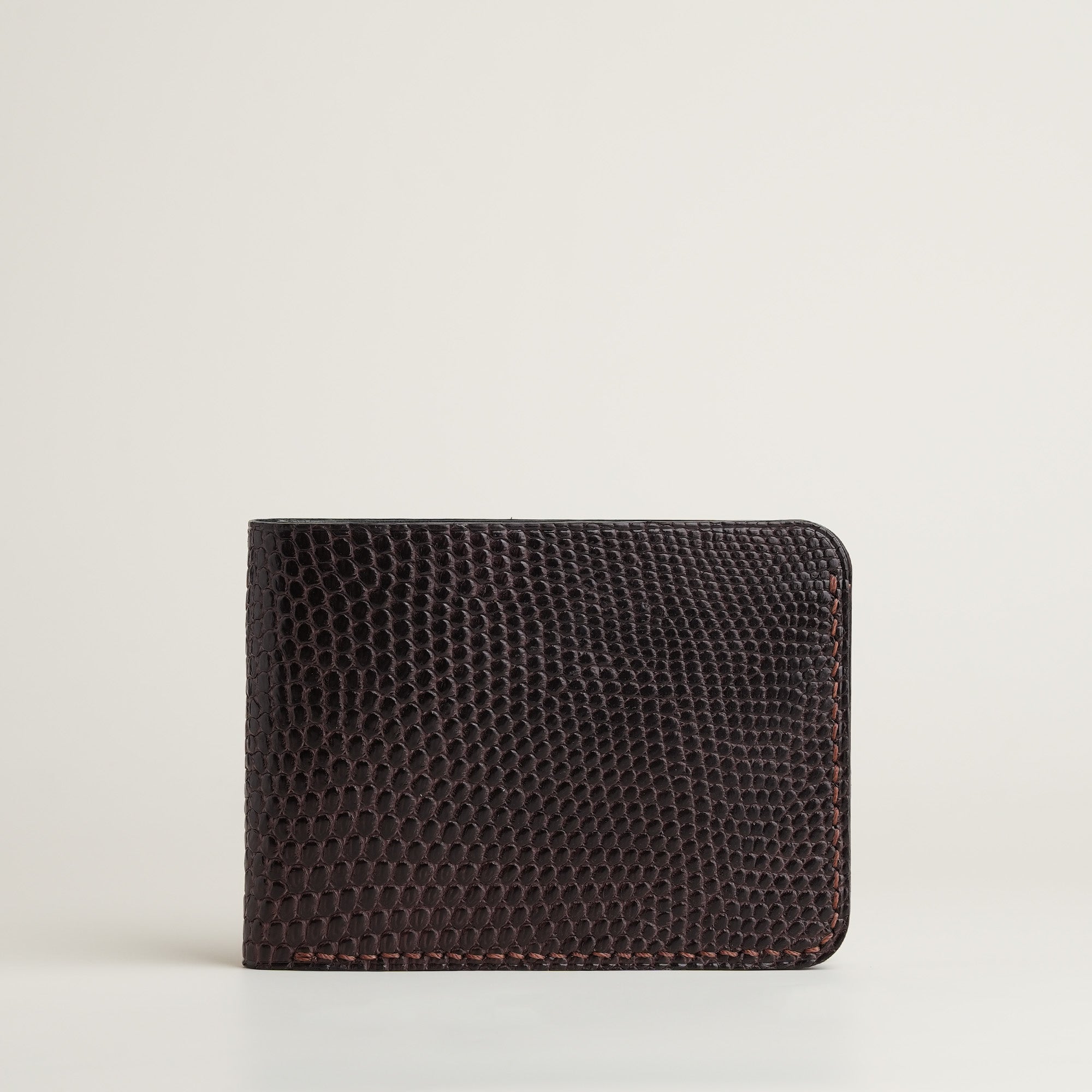 Brown Lizard Leather Wing Bifold Wallet
