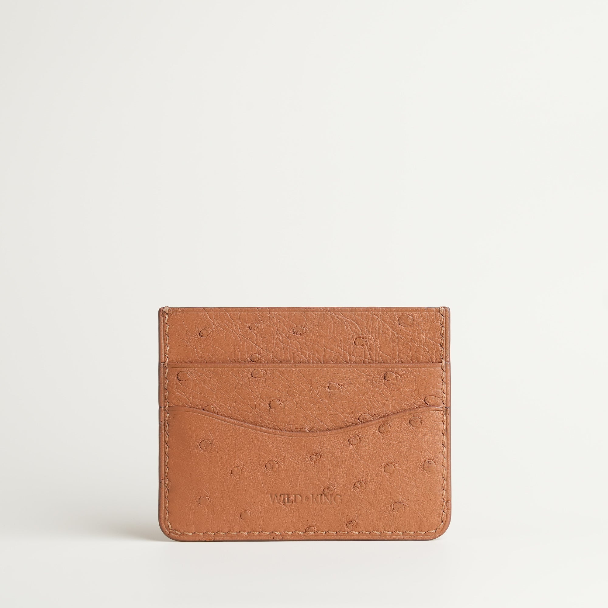 Golden Ostrich Leather Card Holder