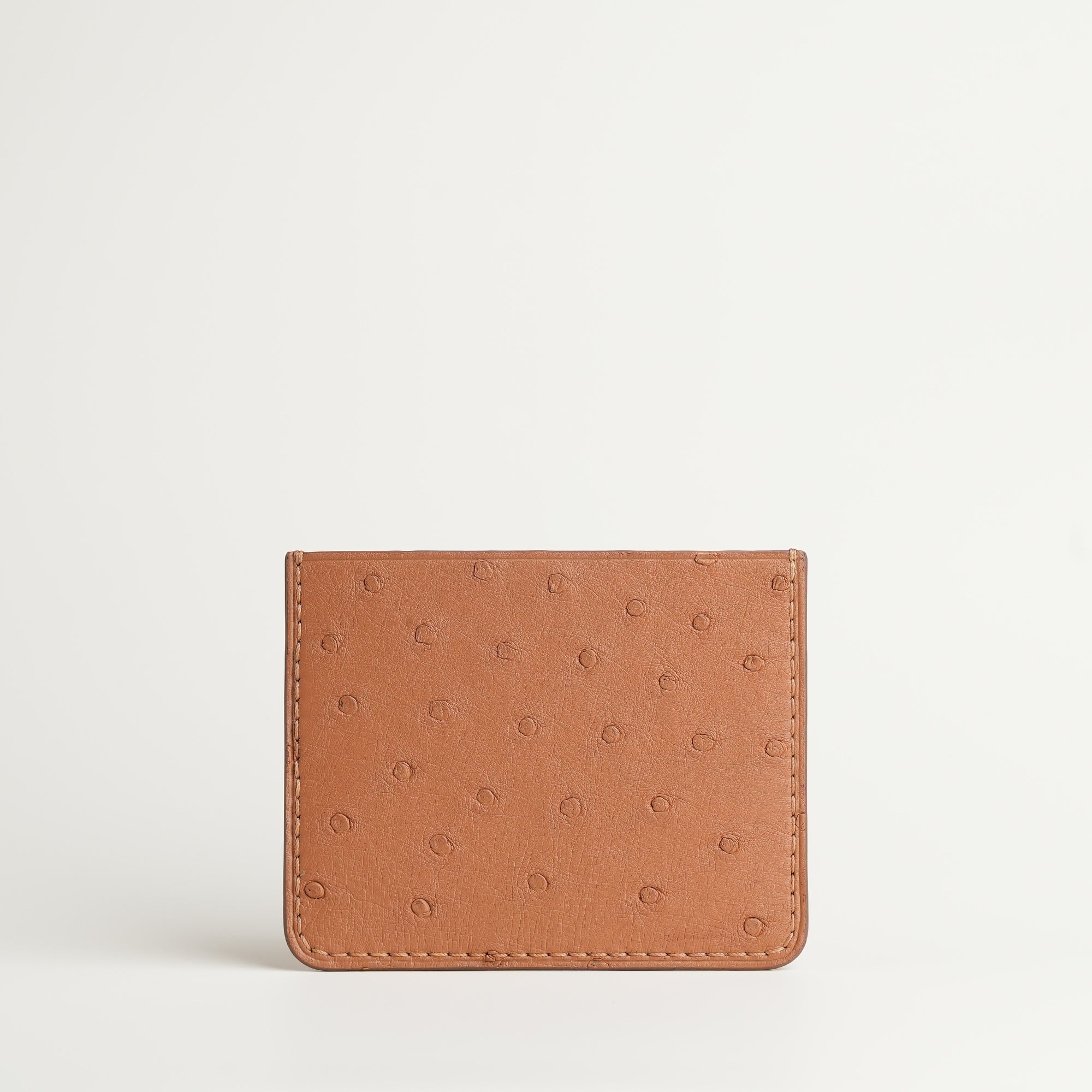 Golden Ostrich Leather Card Holder