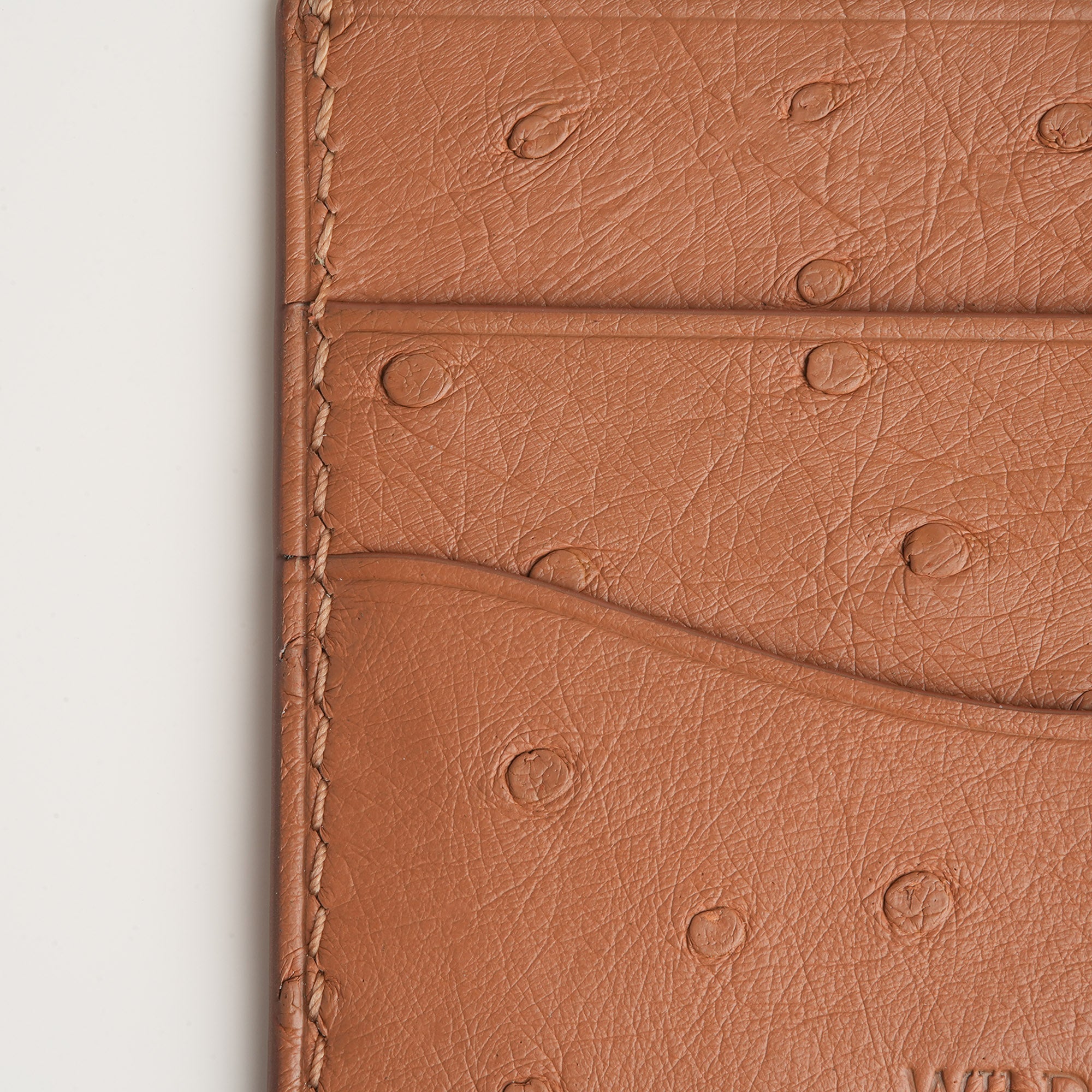 Golden Ostrich Leather Card Holder