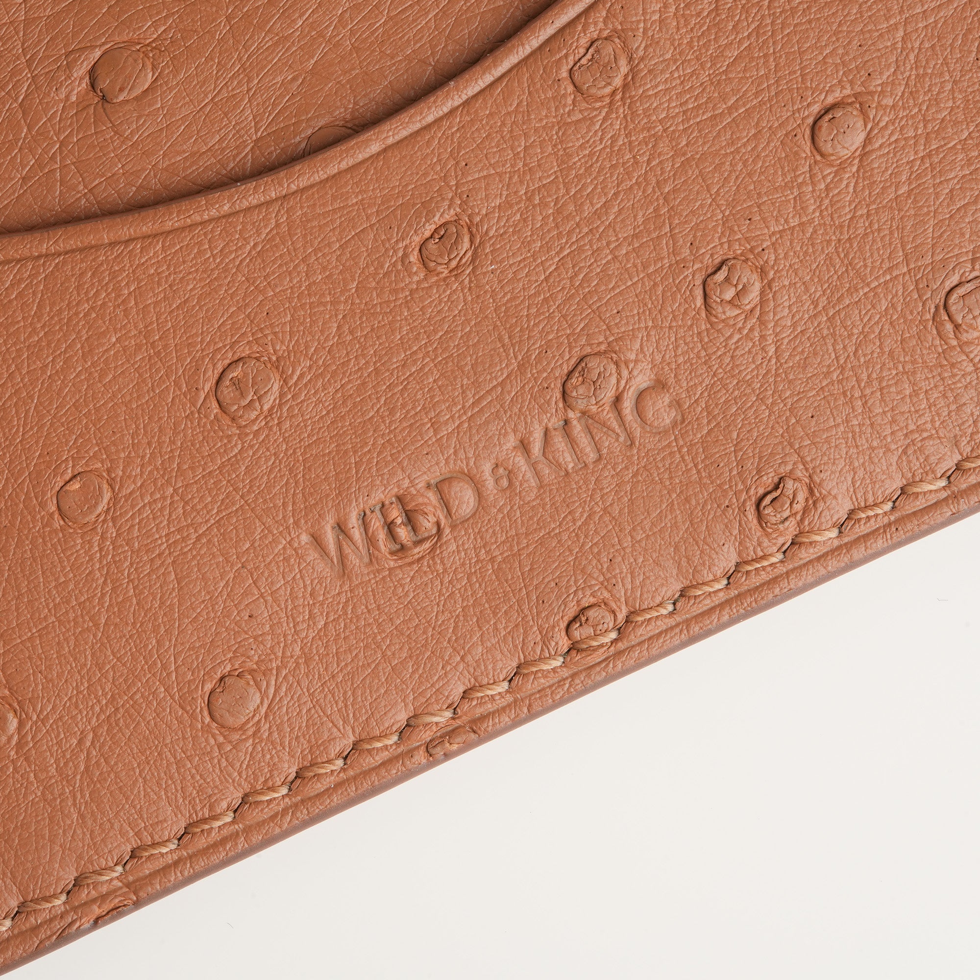 Golden Ostrich Leather Card Holder