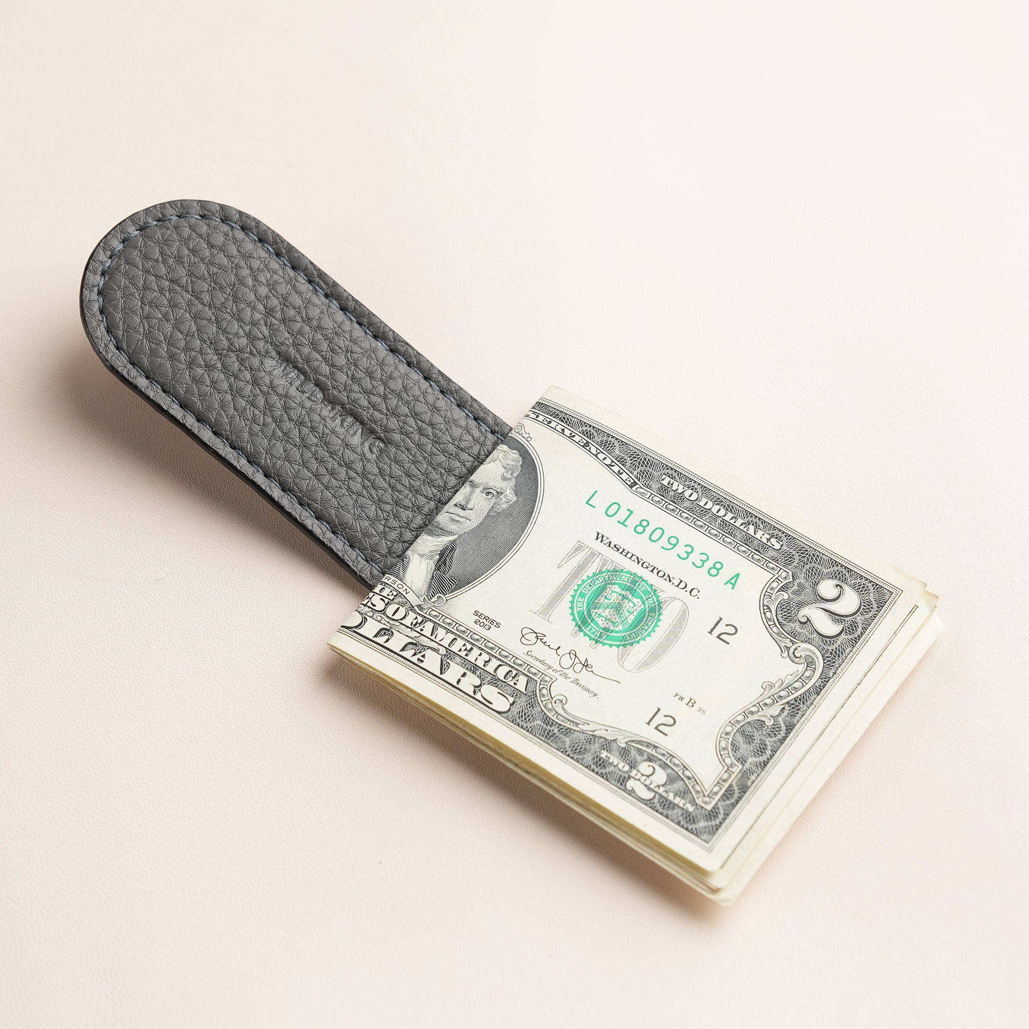 Brown Shark Leather Money Clip - Rounded Shape