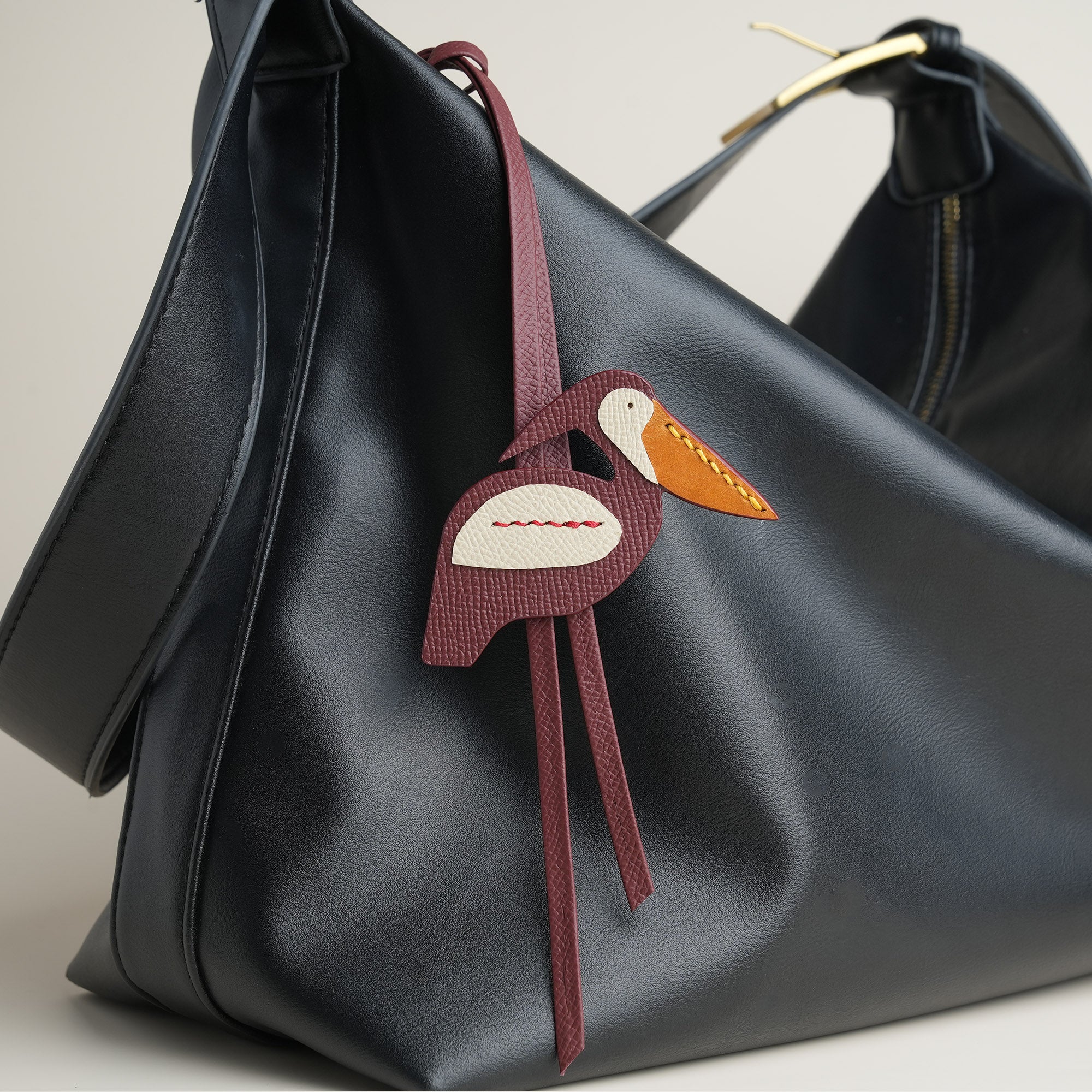 Burgundy Epsom Leather Pelican Bag Charm