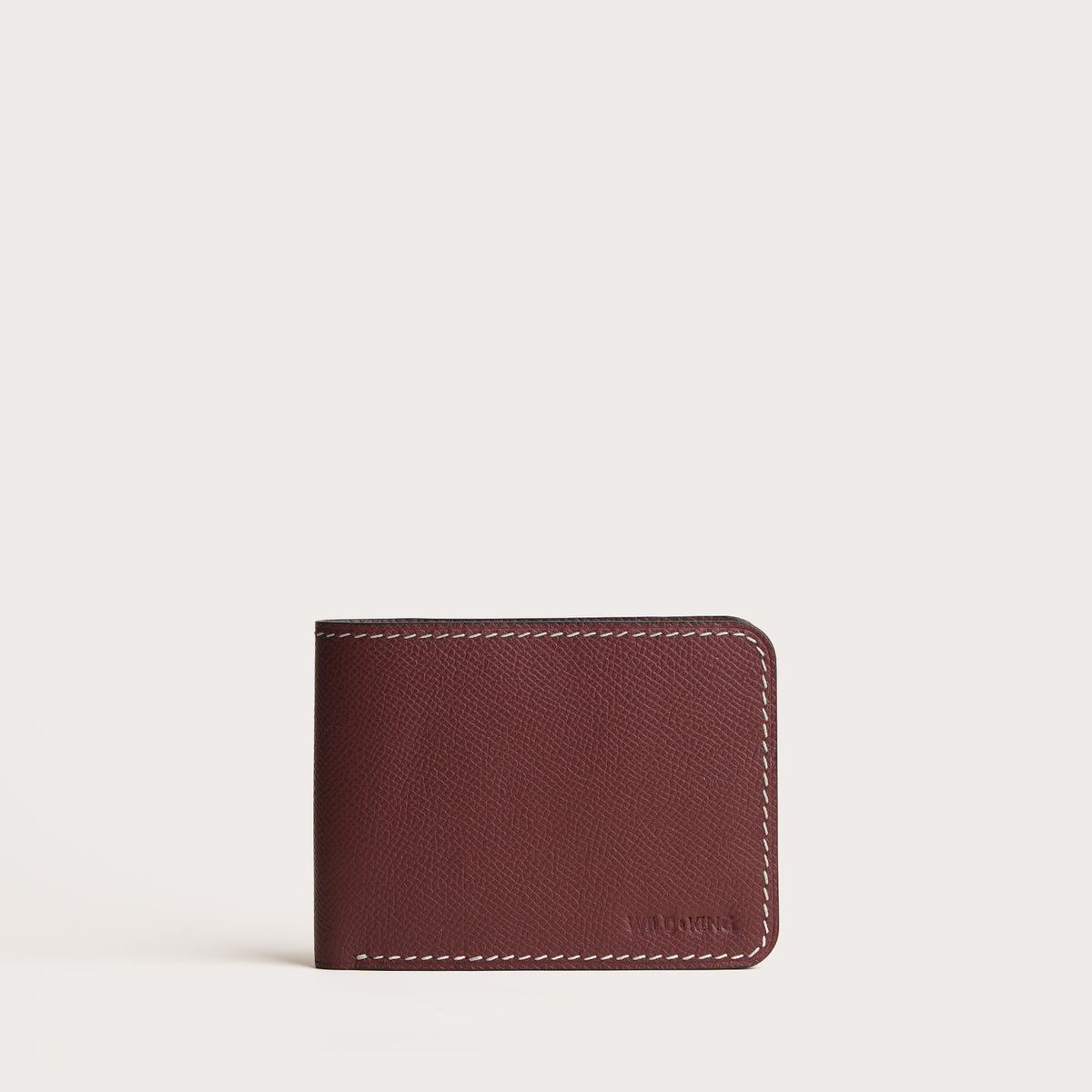 Burgundy Epsom Leather Wing Bifold Wallet - Alligator Trim
