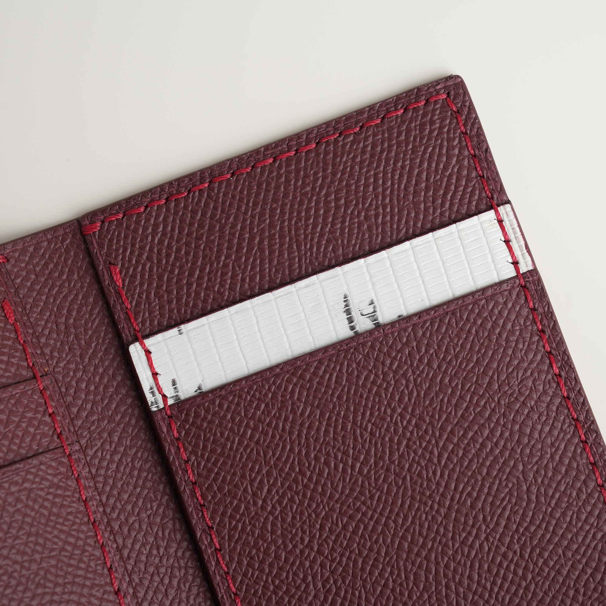 Burgundy Epsom mix Lizard Leather Bifold Wallet - Natural Pattern