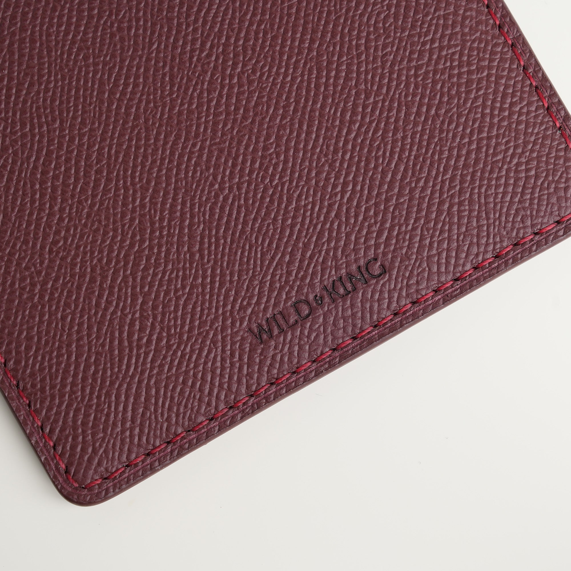 Burgundy Epsom mix Lizard Leather Card Holder - Natural Pattern