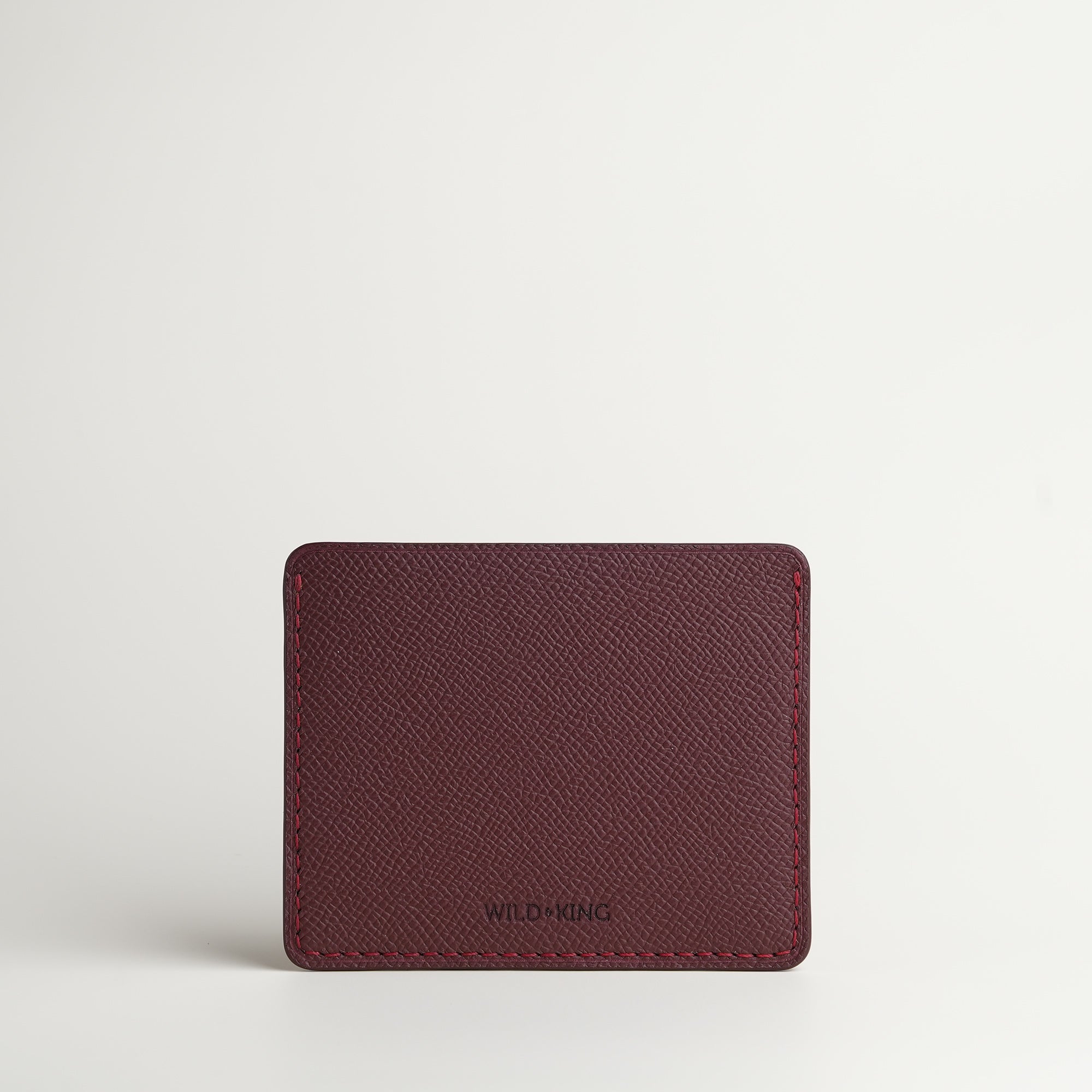 Burgundy Epsom mix Lizard Leather Card Holder - Natural Pattern