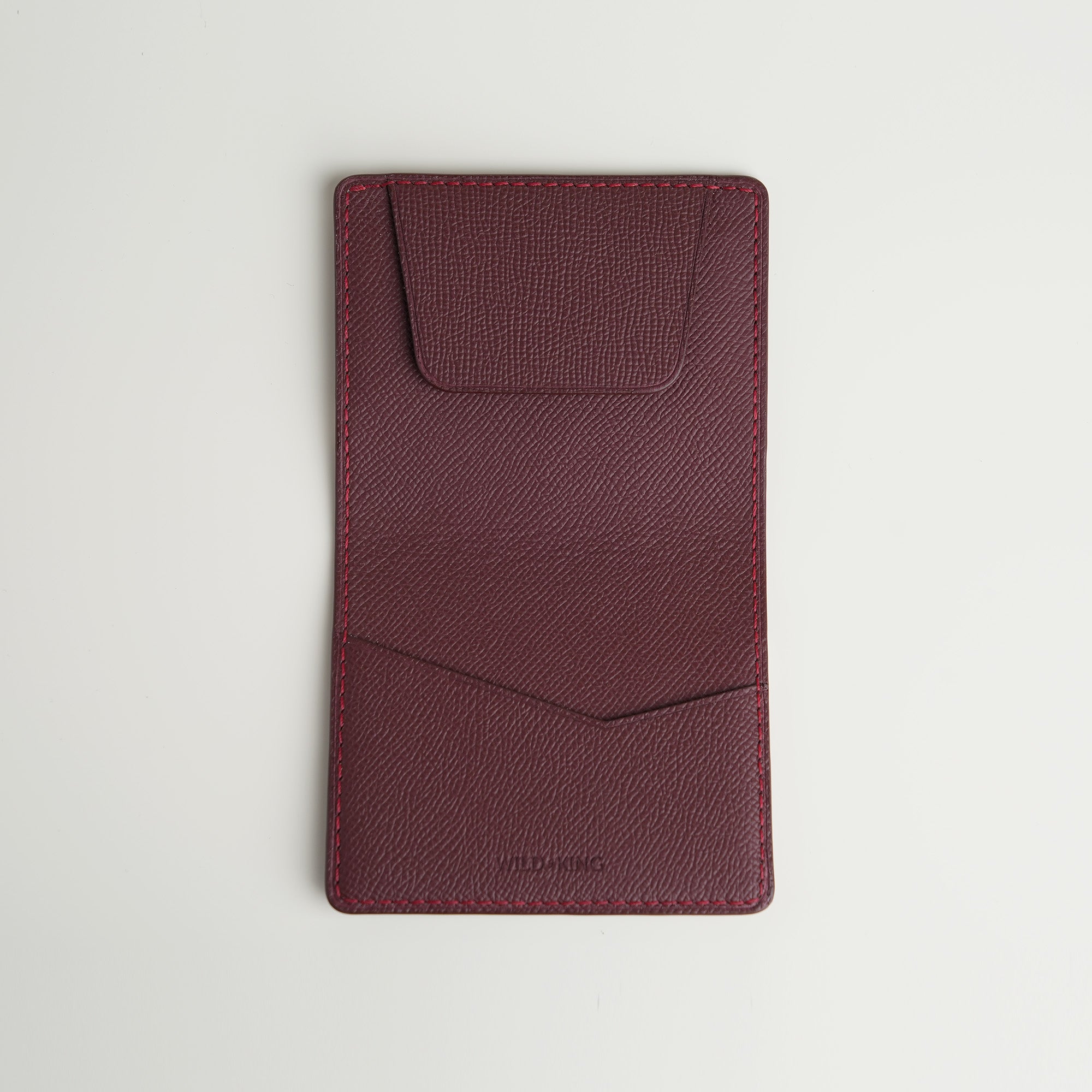 Burgundy Epsom mix Lizard Leather Dualfold Wallet - Natural Pattern