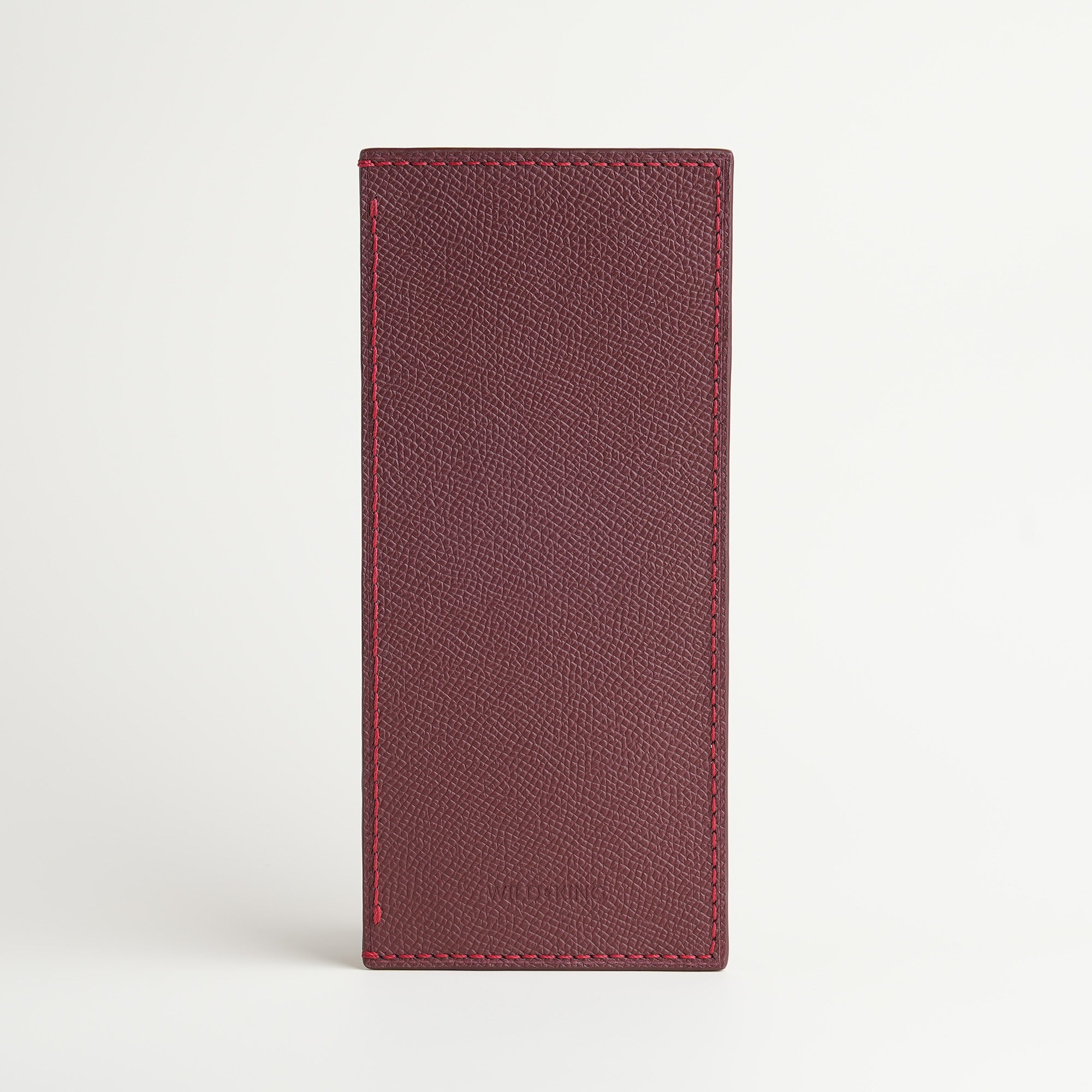 Burgundy Epsom mix Lizard Leather Vertical Card Holder - Natural Pattern
