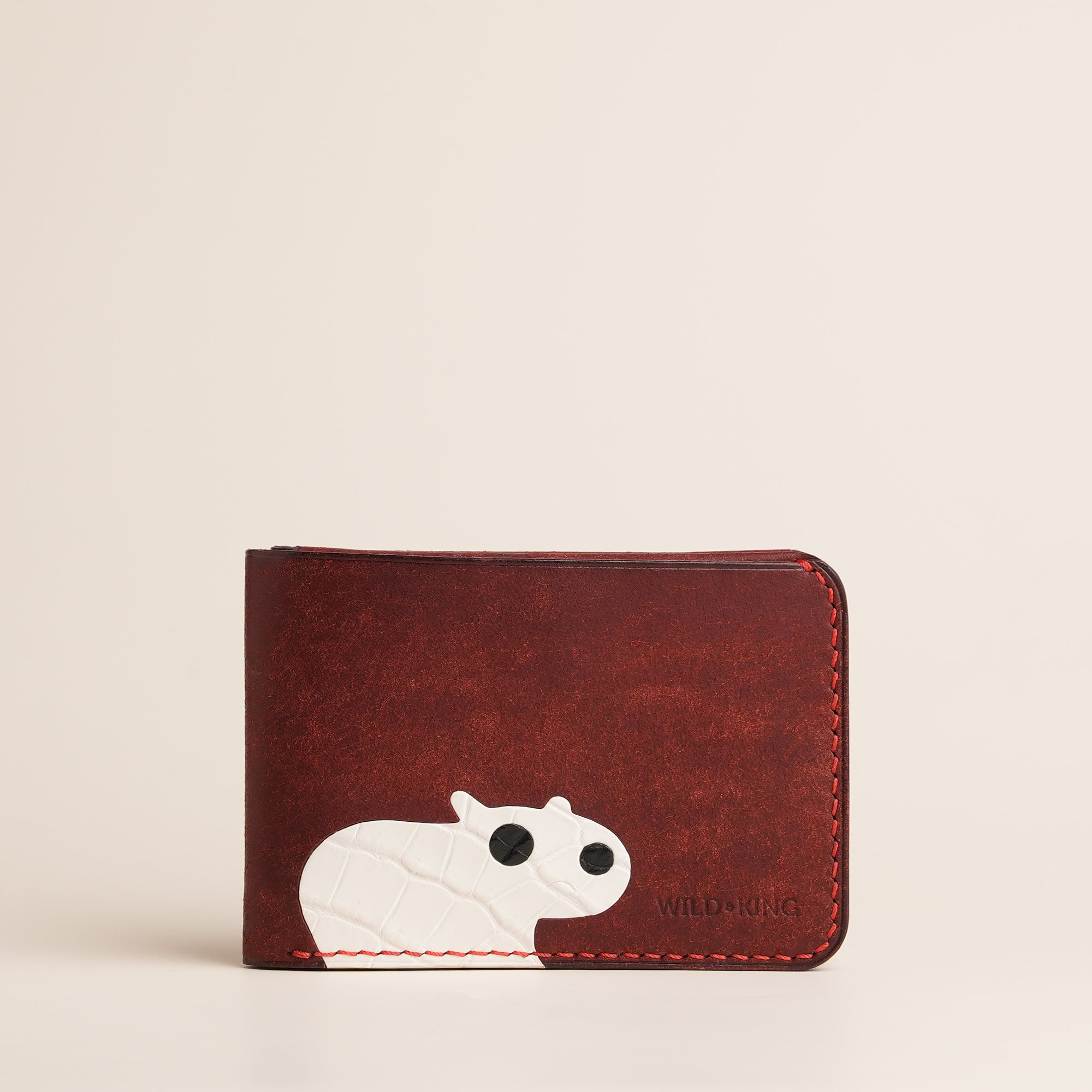 Burgundy Leather Wing Bifold Wallet - Stupid Capybara