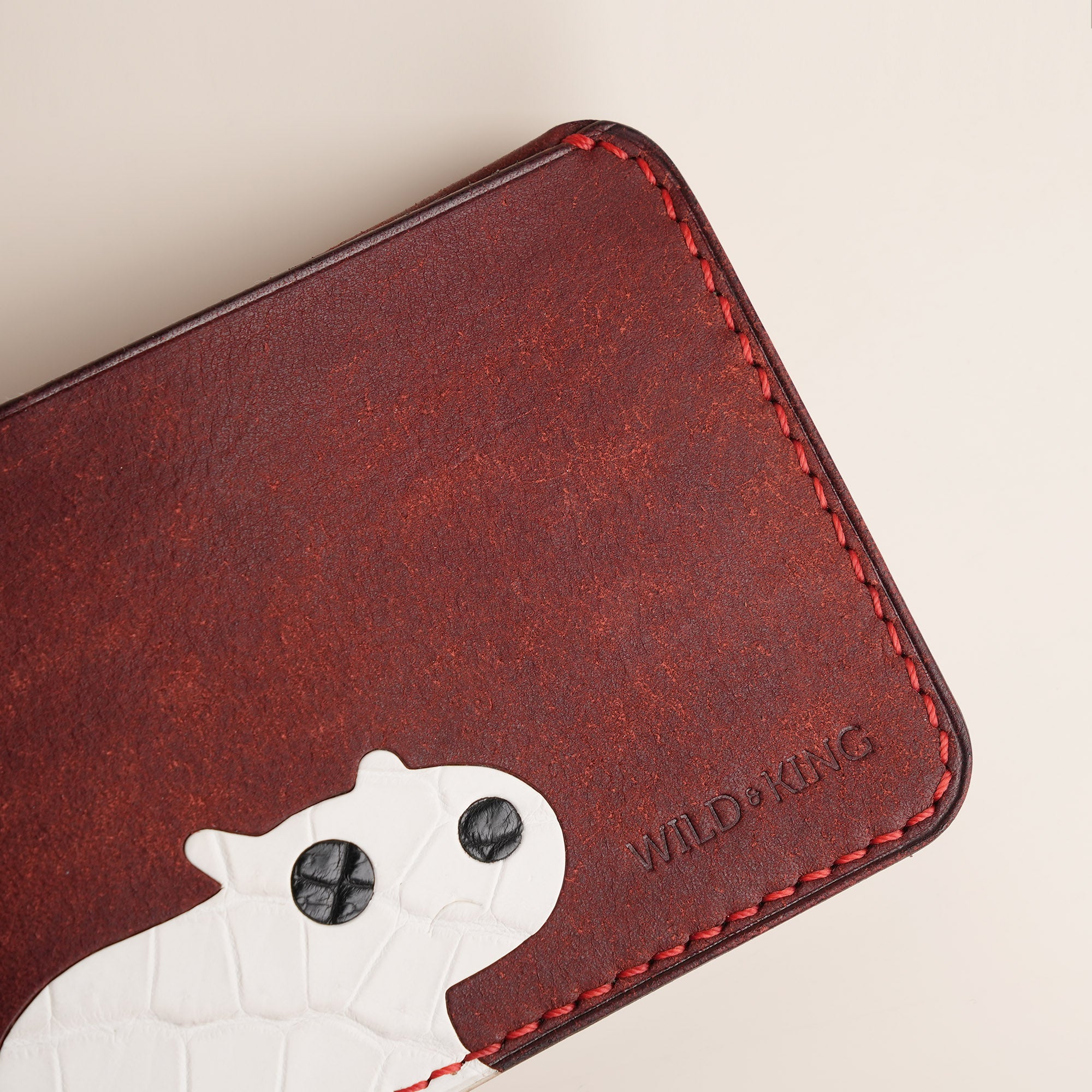 Burgundy Leather Wing Bifold Wallet - Stupid Capybara