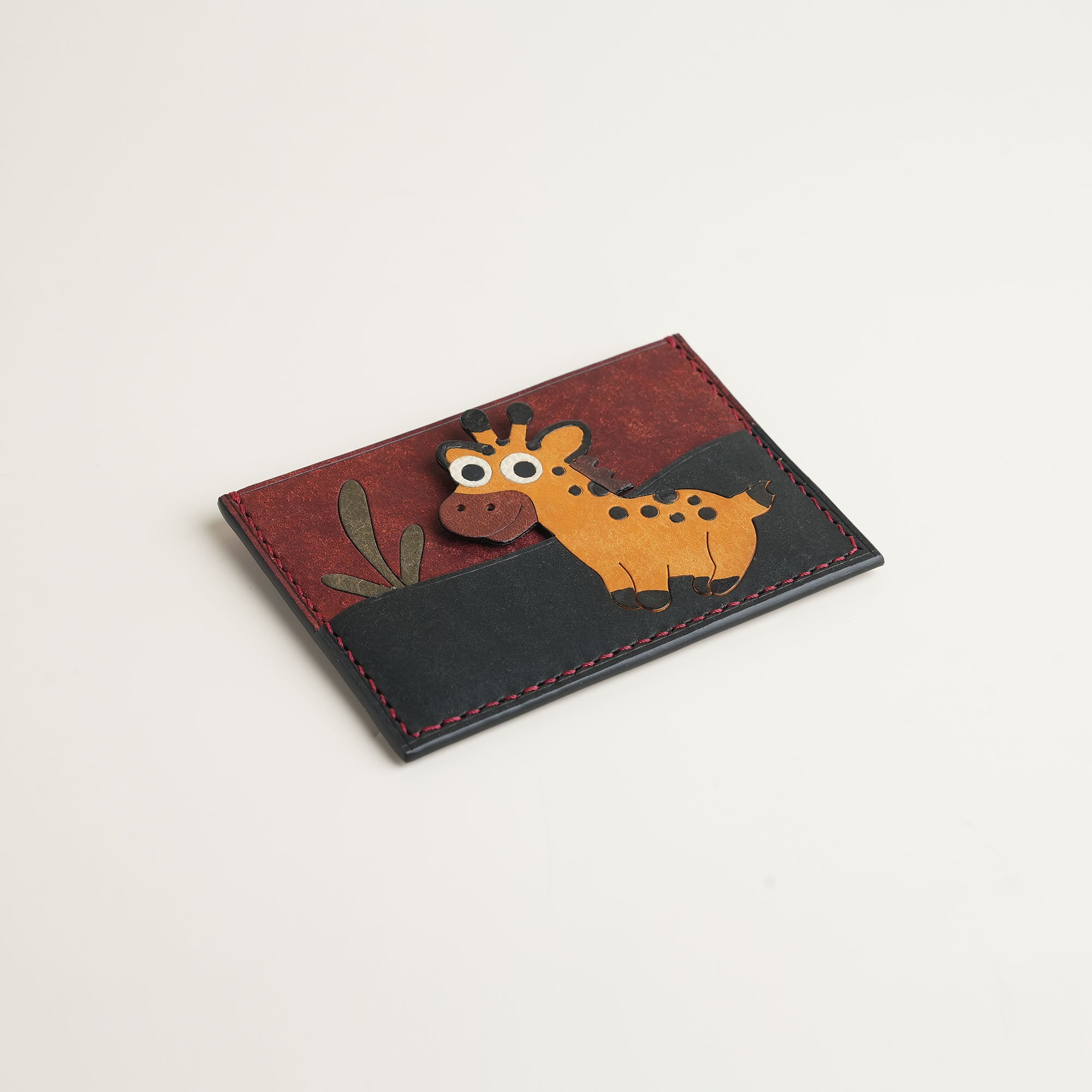 Burgundy Pueblo Leather Card Holder - Stupid Giraffe