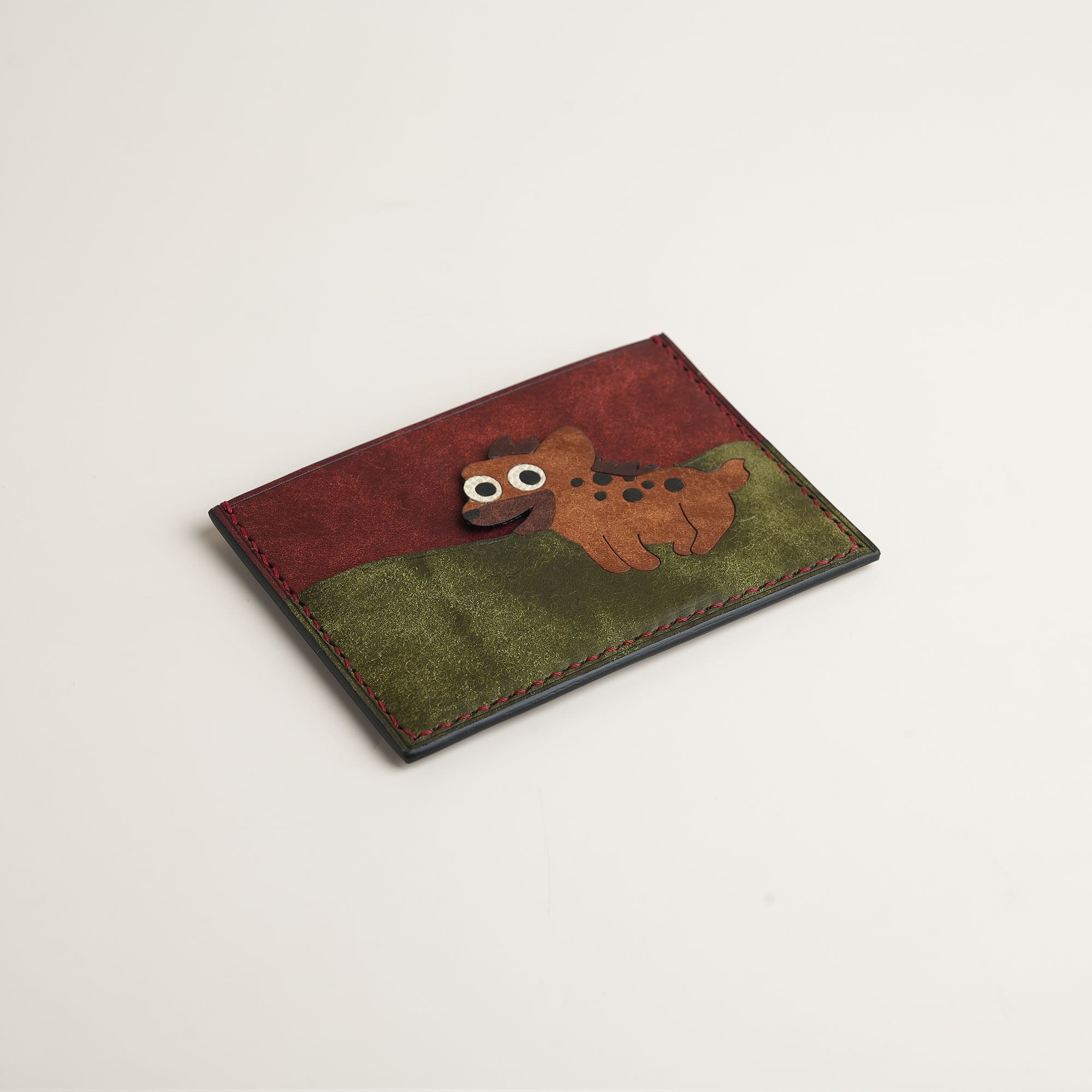 Burgundy Pueblo Leather Card Holder - Stupid Hyena